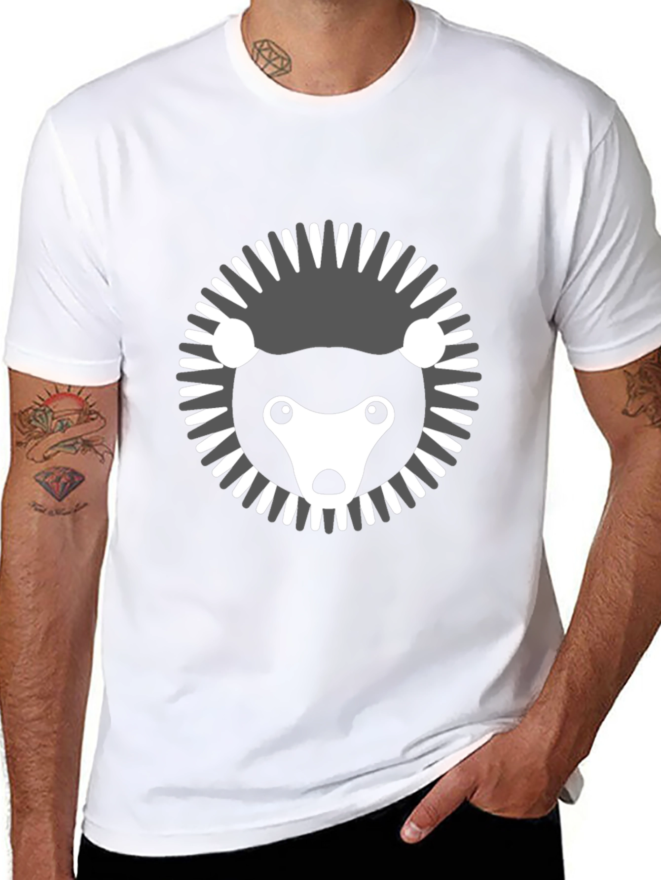 Modern Hedgehog Graphic Tee - Black
