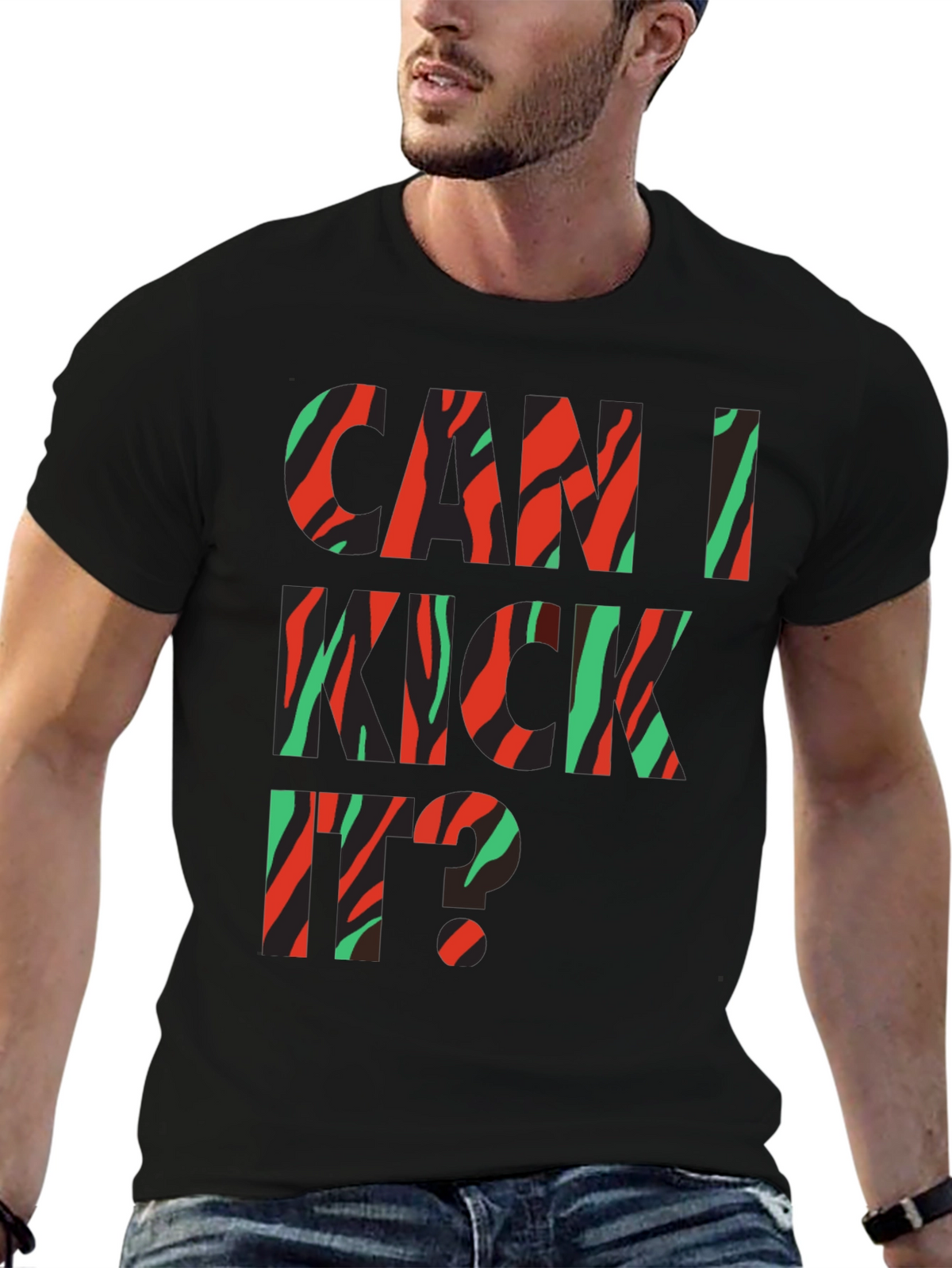 Can I Kick It? Black Graphic Tee