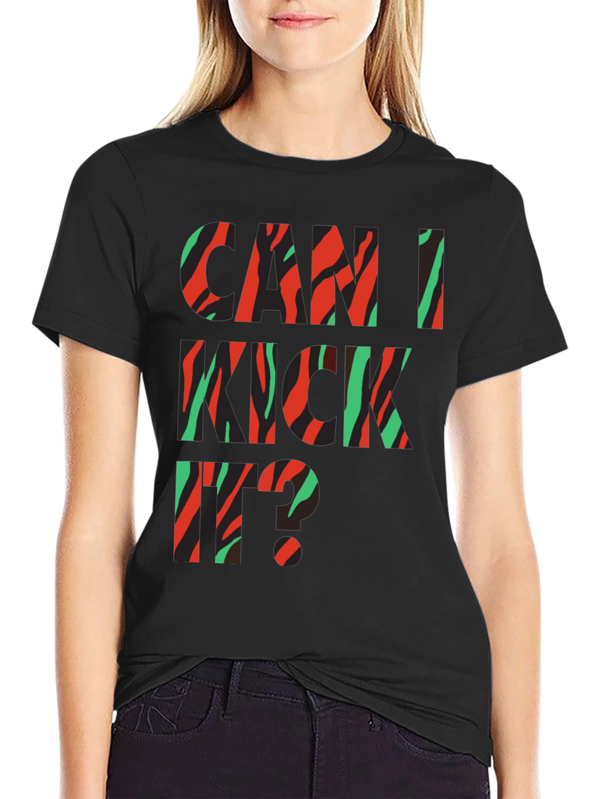 Can I Kick It? Black Graphic Tee