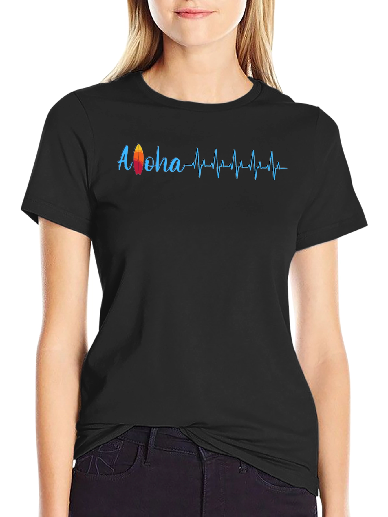 Aloha Surf Heartbeat T-Shirt - Black