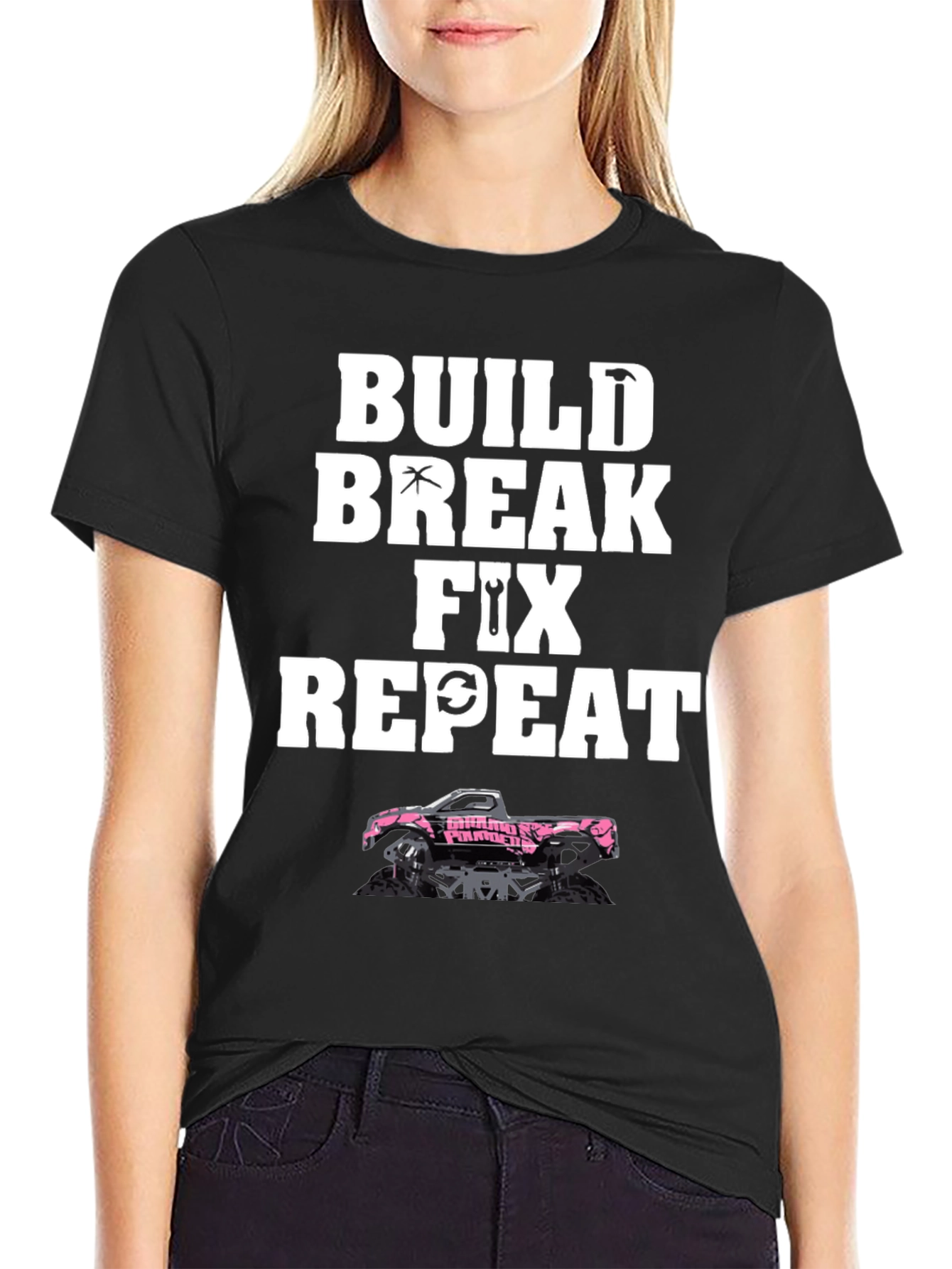 Build Break Fix Repeat Black Graphic Tee