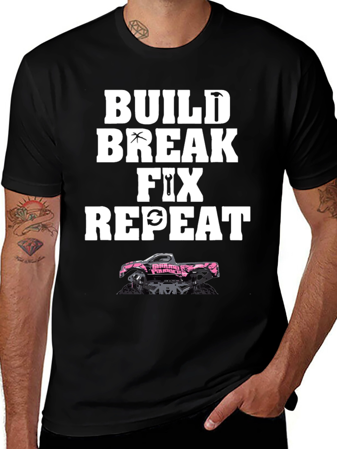 Build Break Fix Repeat Black Graphic Tee