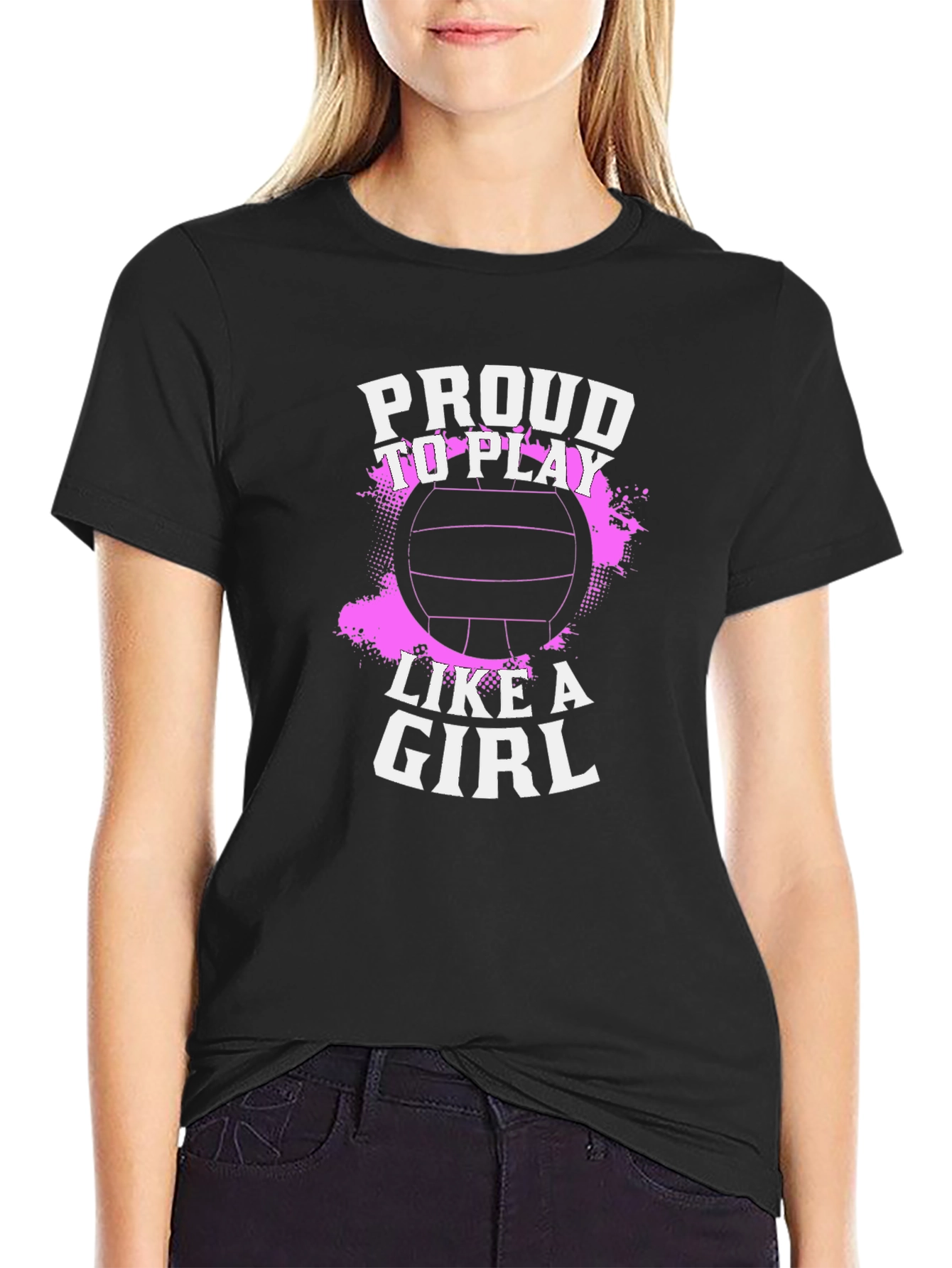 Proud to Play Like a Girl Volleyball Graphic Tee