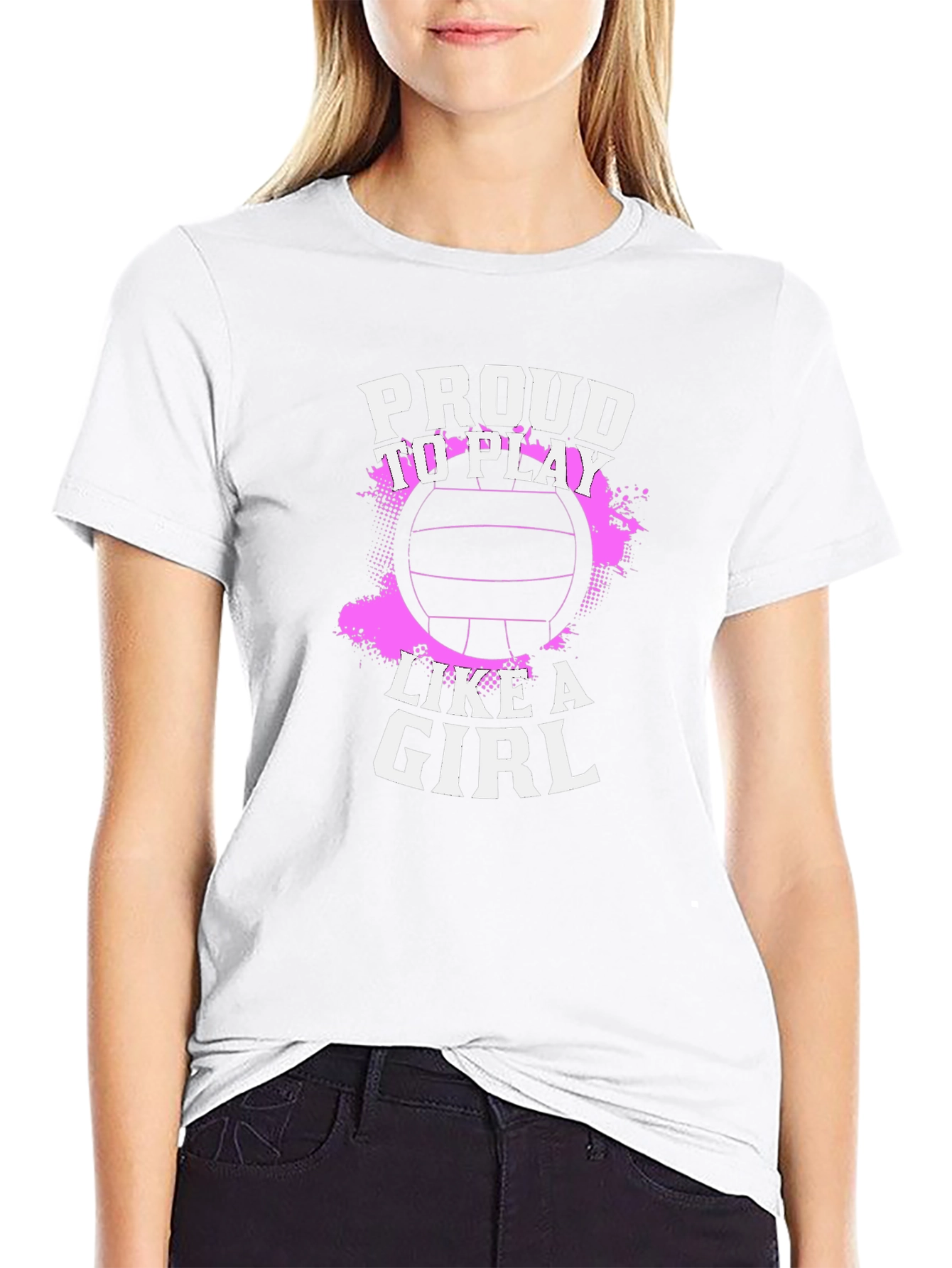 Proud to Play Like a Girl Volleyball Graphic Tee