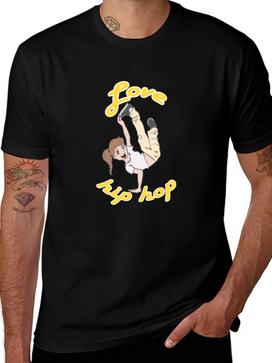 Love Hip Hop T-Shirt Black Cotton Graphic Tee Dance