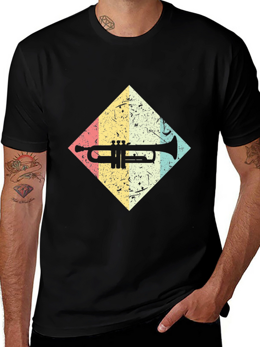 Vintage Trumpet Graphic Tee - Retro Style