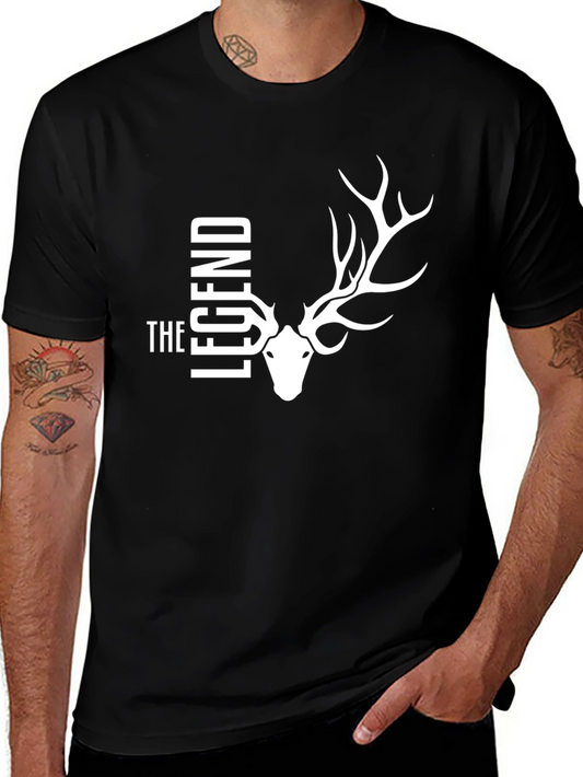 The Legend Deer Graphic Tee - Black Cotton T-Shirt