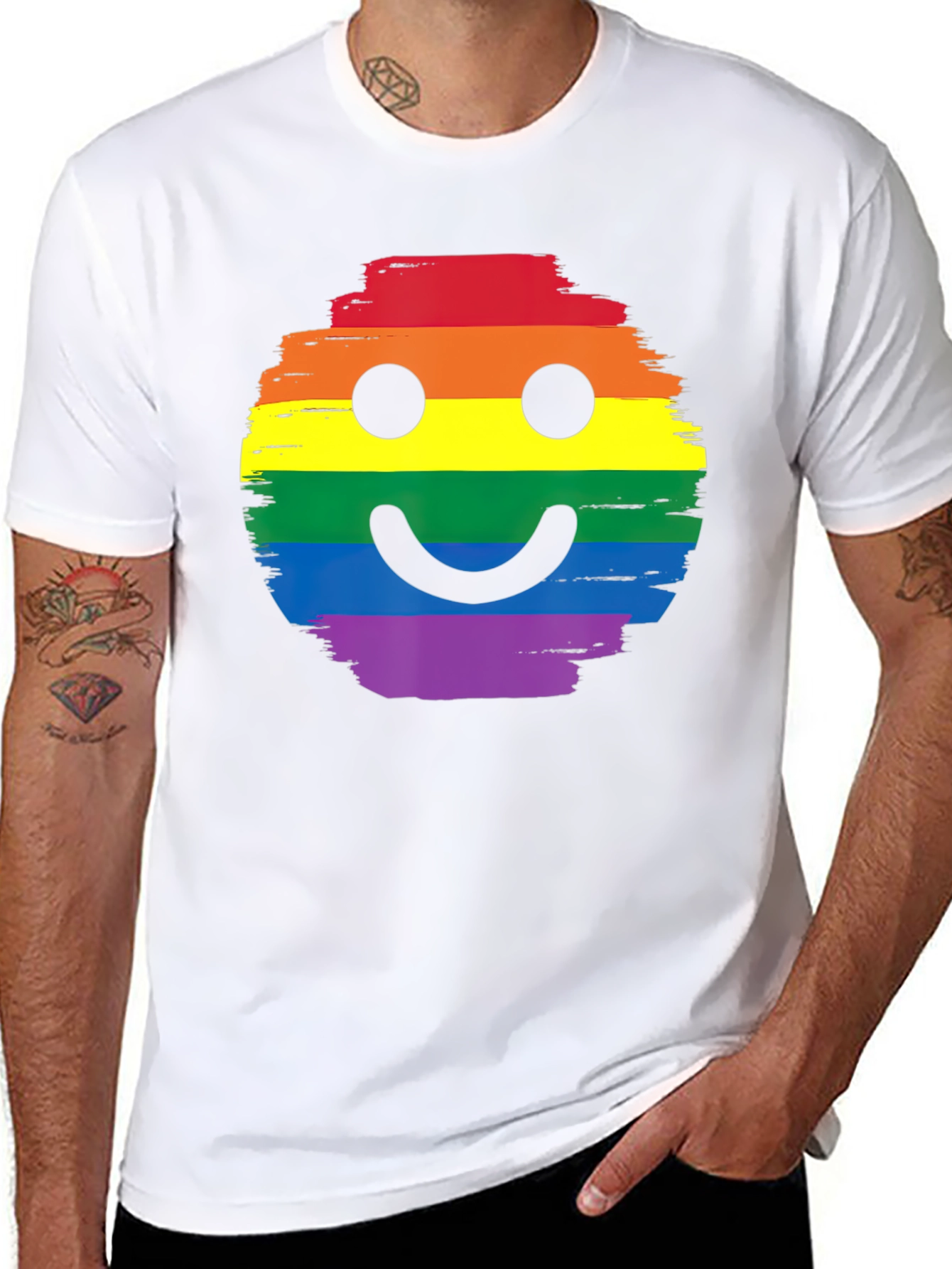 Rainbow Pride Smiley Face Black T-Shirt