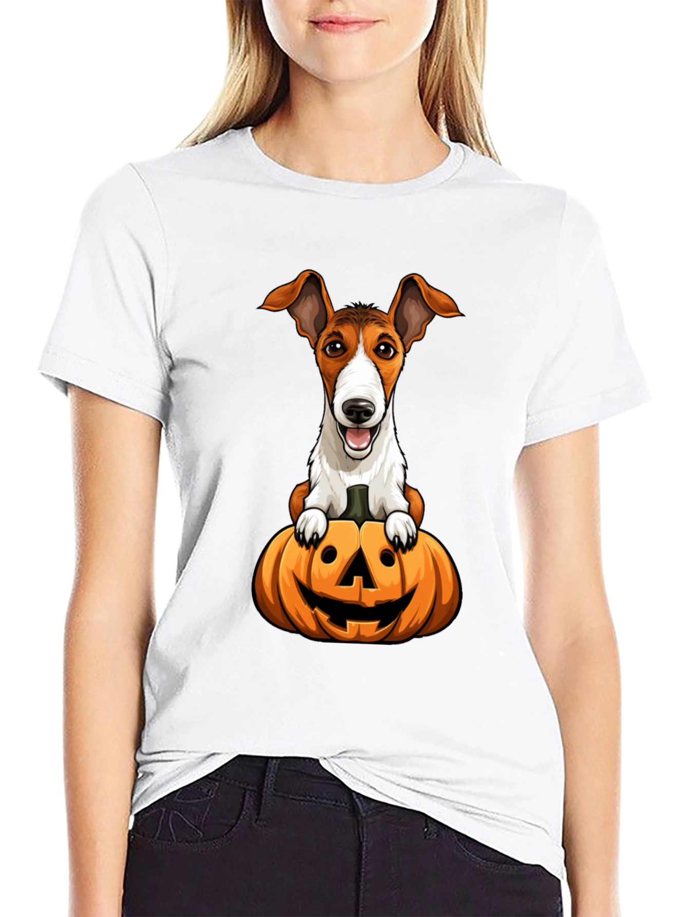 Dog on Pumpkin Halloween T-Shirt
