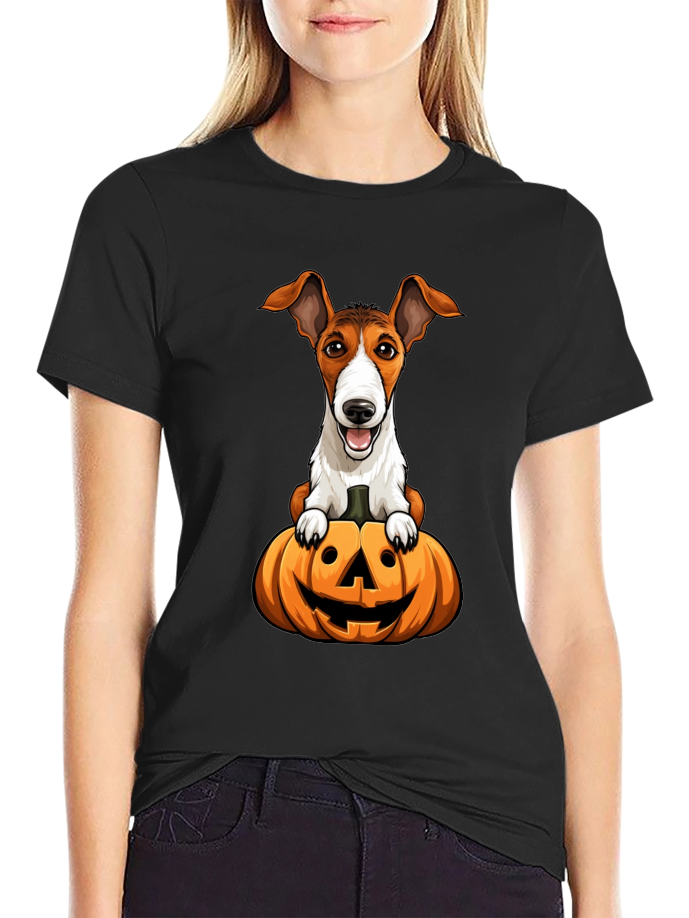 Dog on Pumpkin Halloween T-Shirt