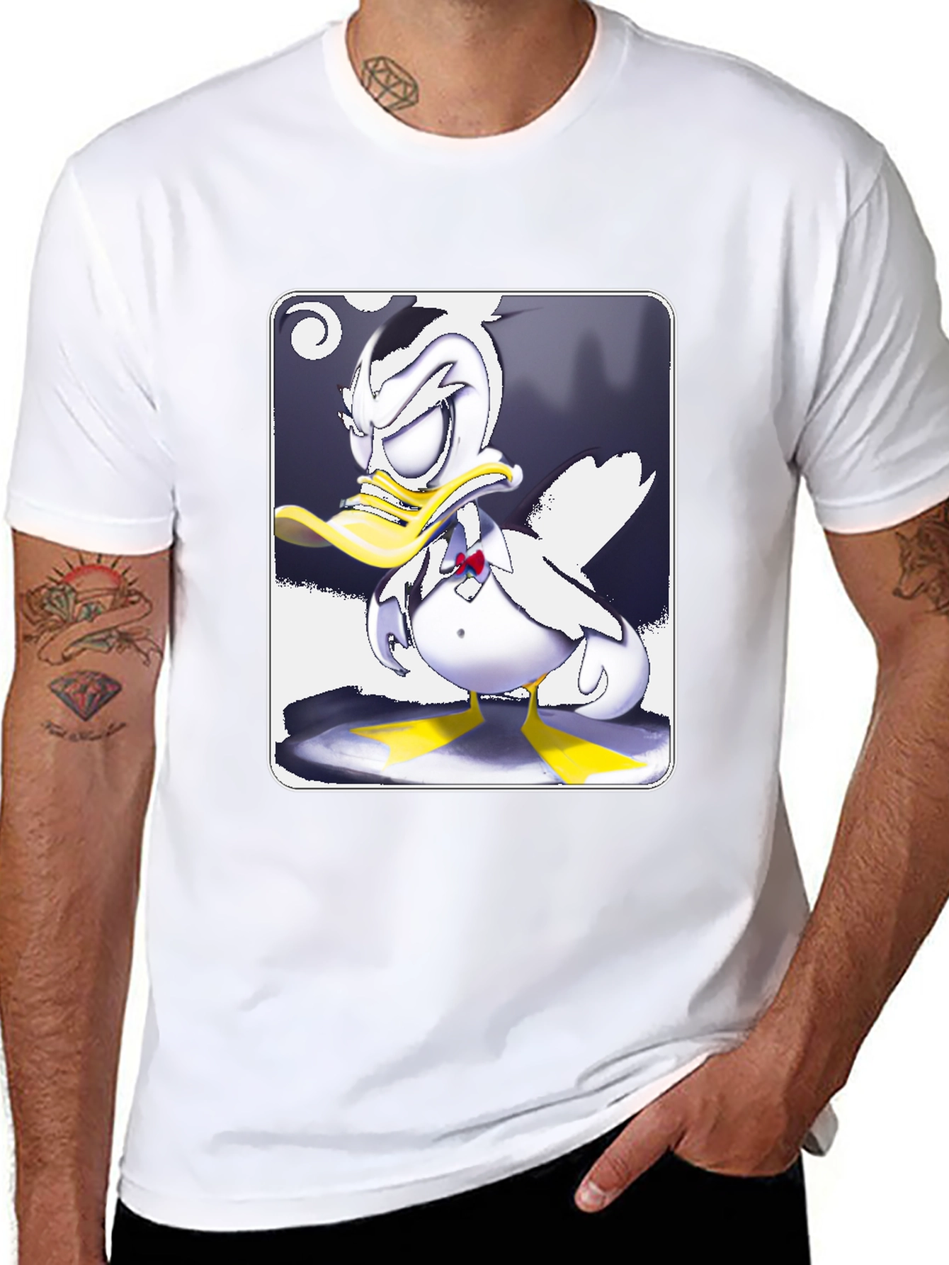 Grumpy Cartoon Duck Graphic Tee