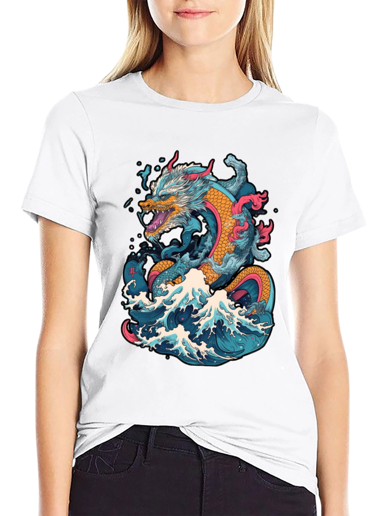 Dragon Wave Graphic Tee - Cool Design
