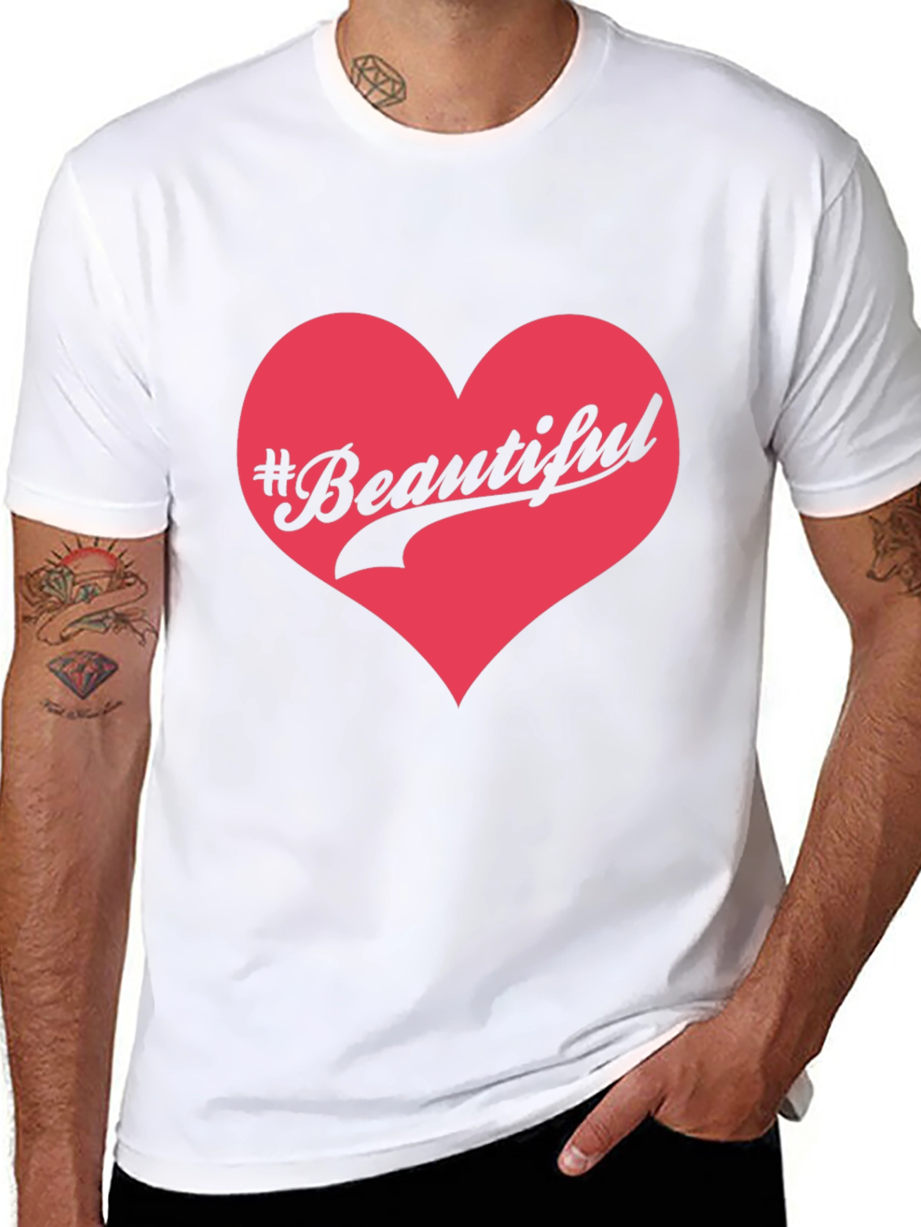 Beautiful Heart Graphic Mens Black T-Shirt