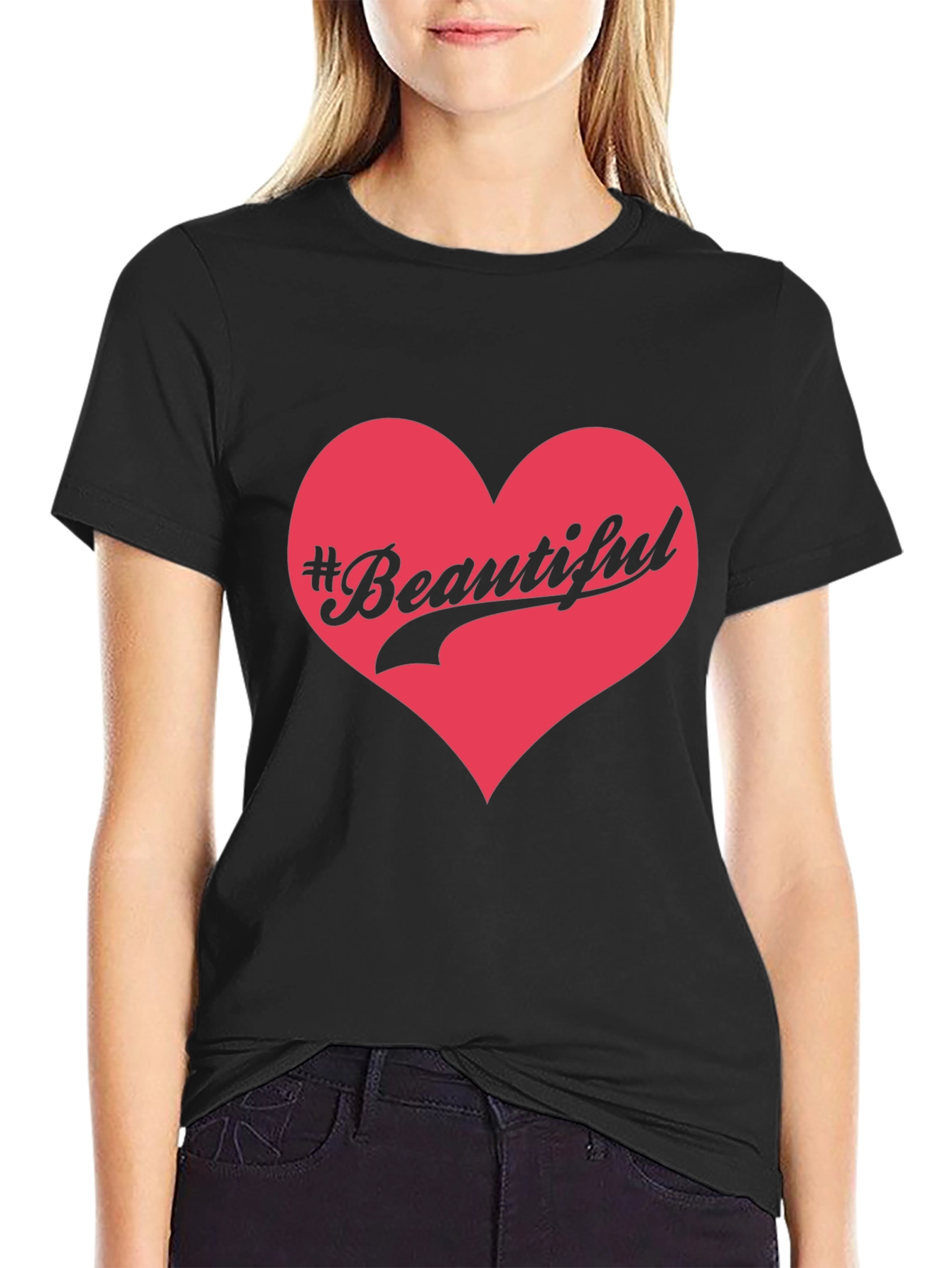 Beautiful Heart Graphic Mens Black T-Shirt
