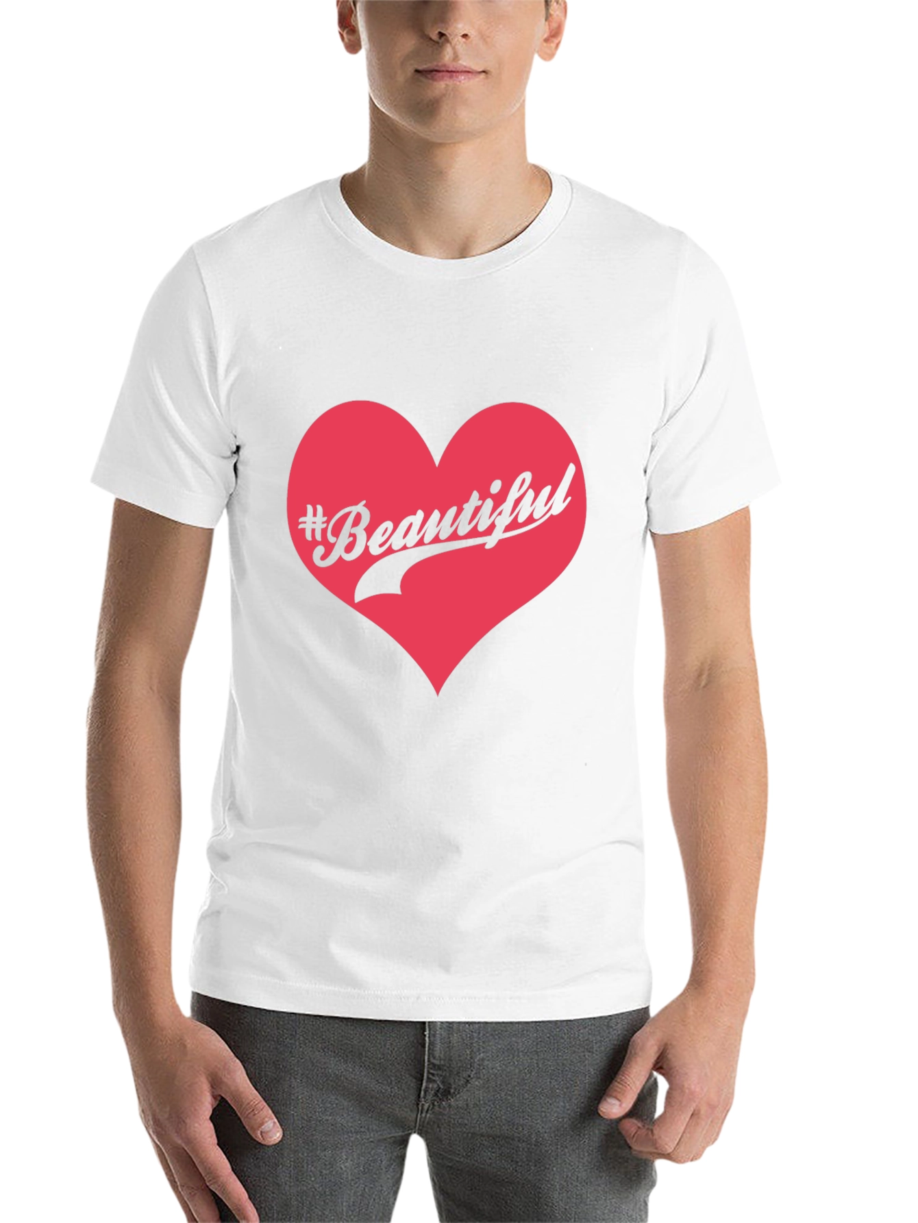 Beautiful Heart Graphic Mens Black T-Shirt