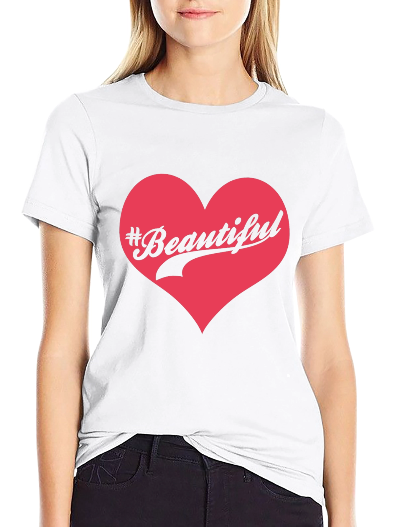 Beautiful Heart Graphic Mens Black T-Shirt