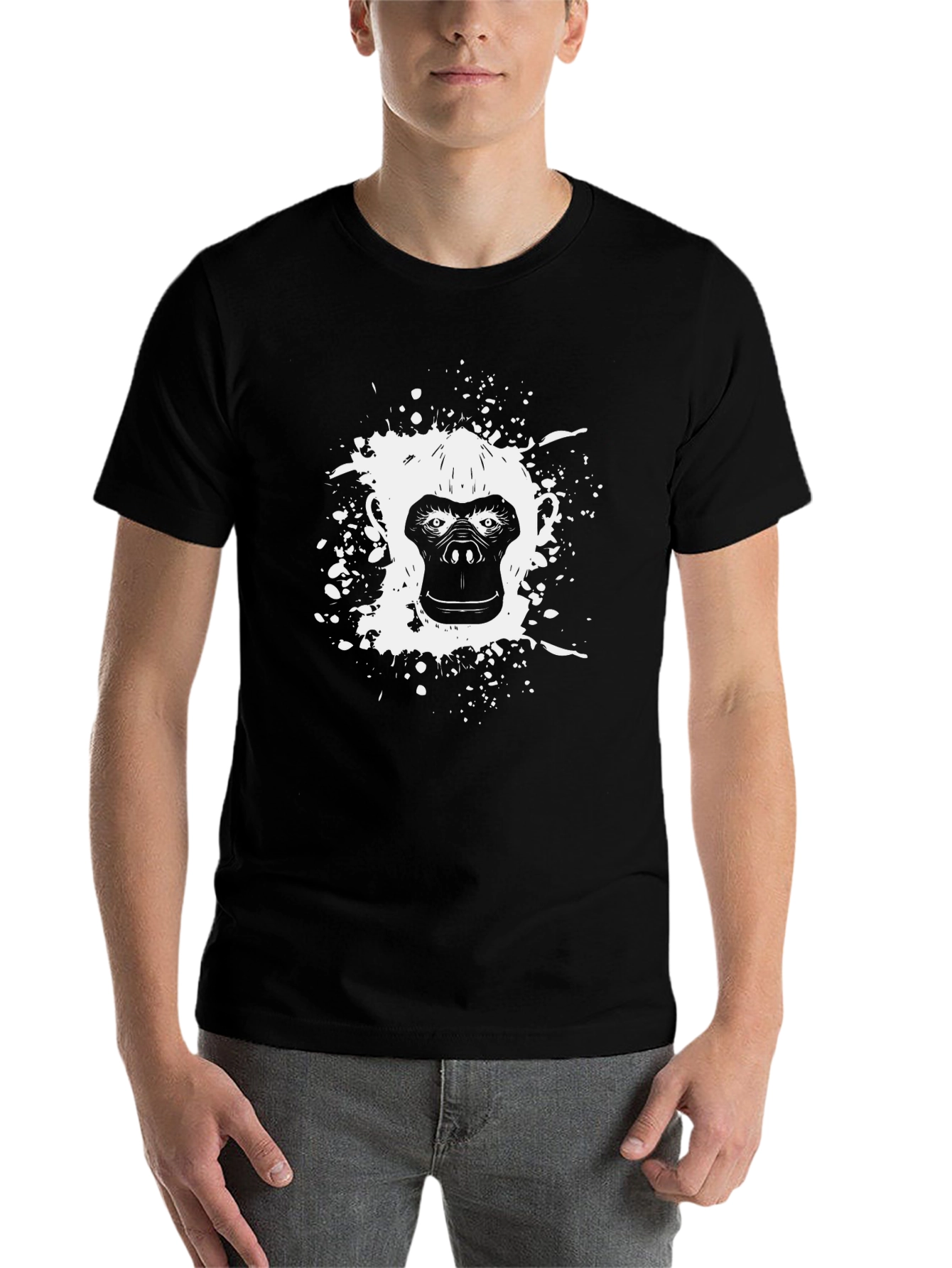 Graphic Gorilla Tee - Black Cotton Comfort