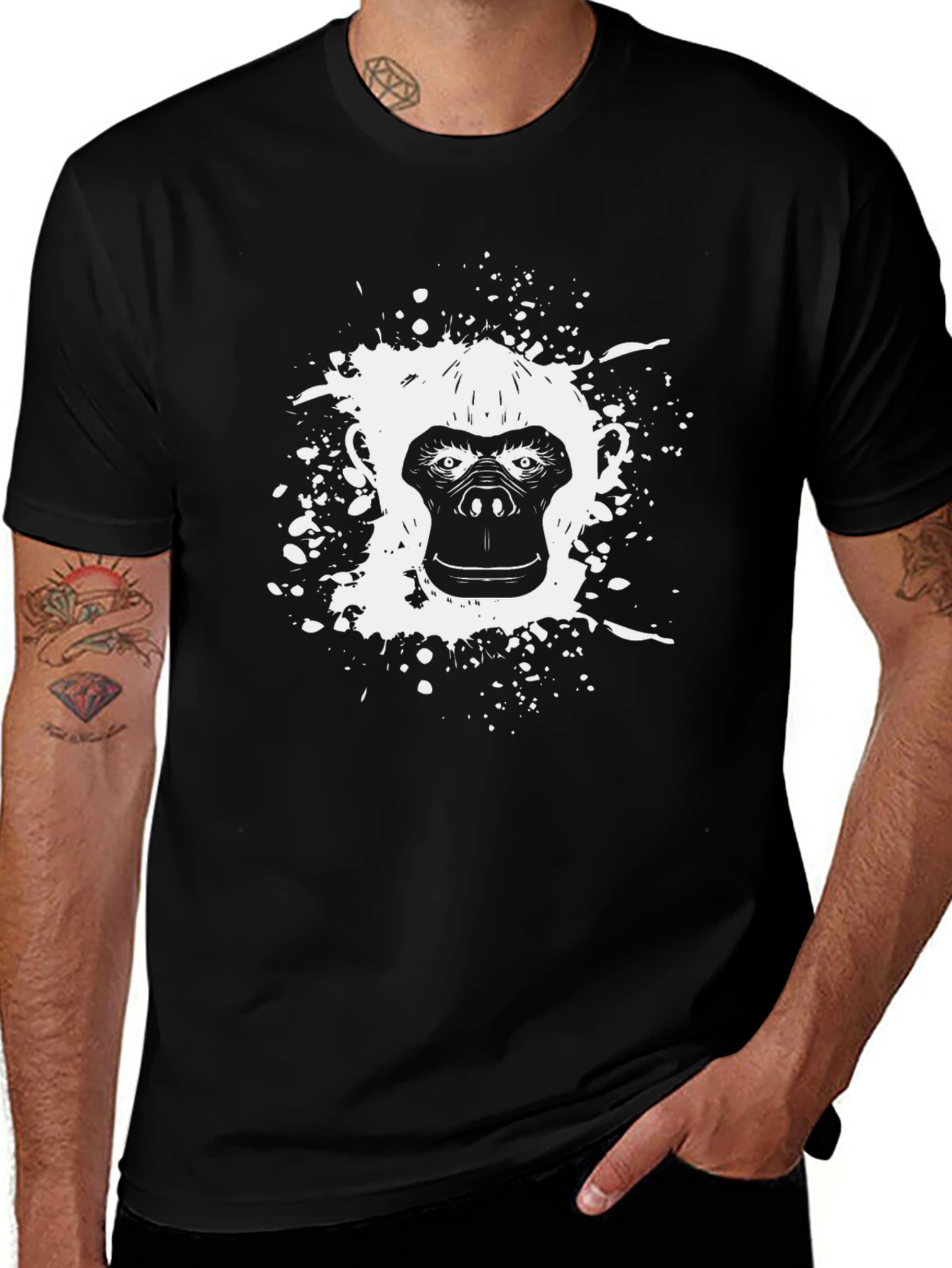 Graphic Gorilla Tee - Black Cotton Comfort
