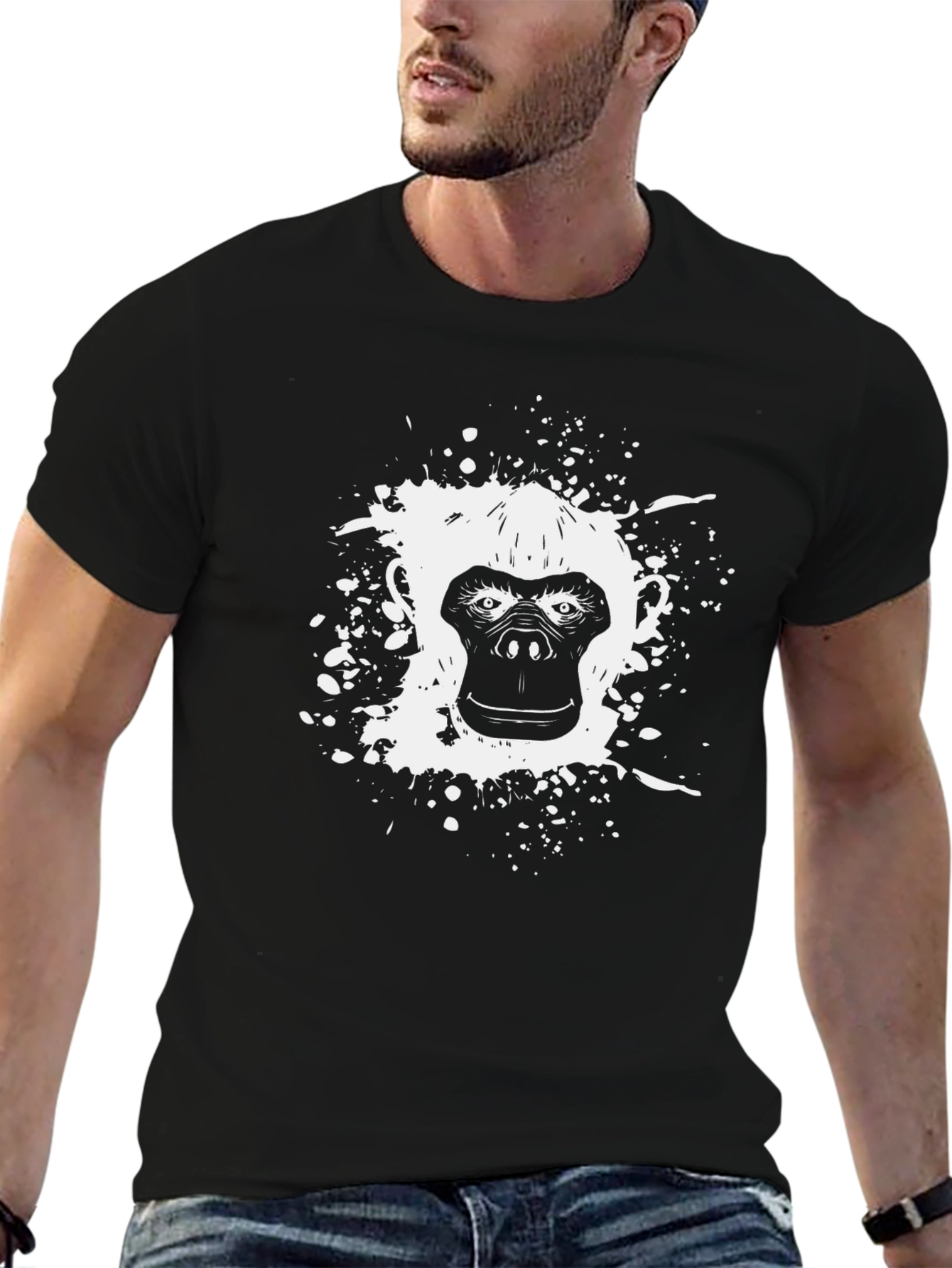 Graphic Gorilla Tee - Black Cotton Comfort