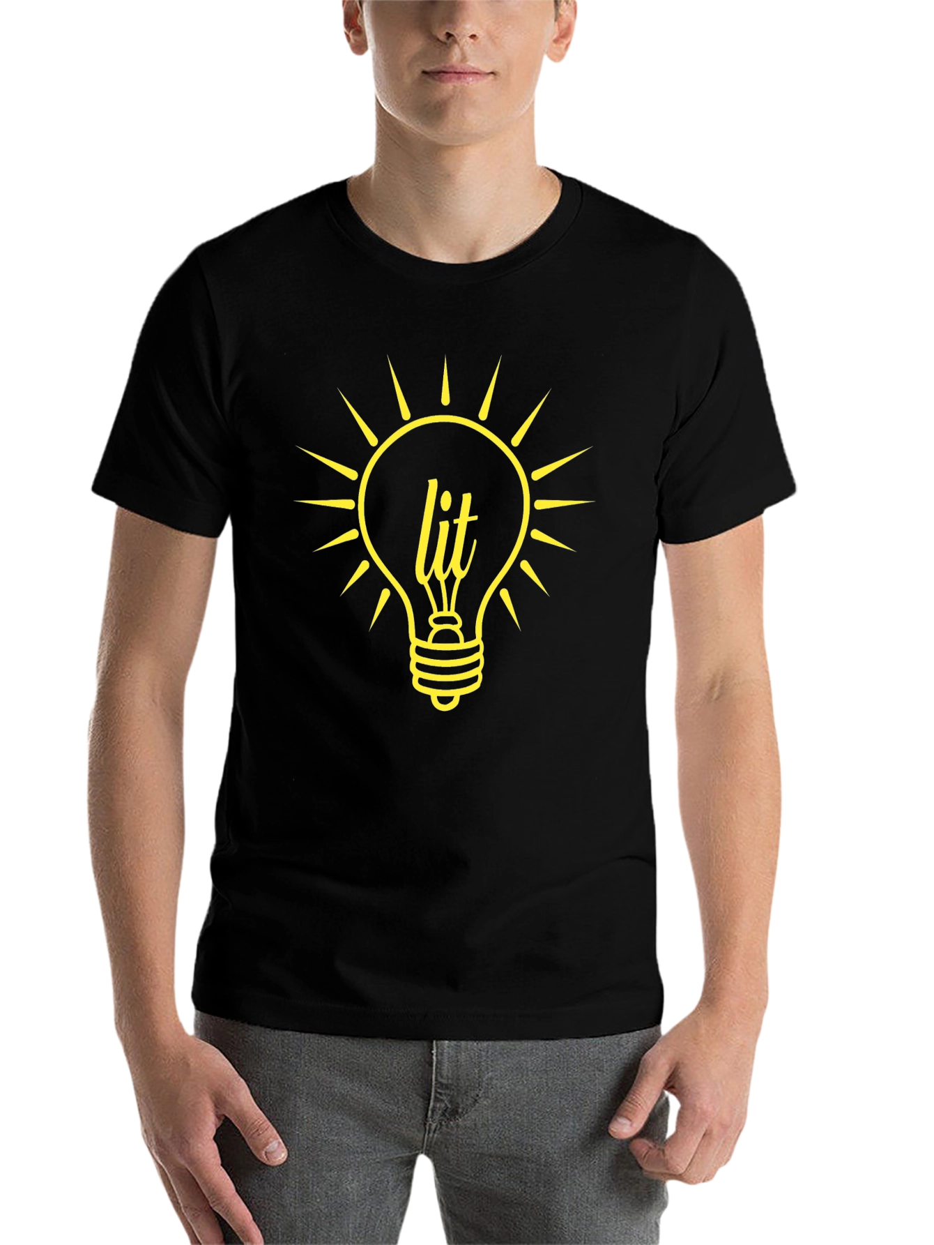 Lit Bulb Graphic T-Shirt - Trendy Black Tee