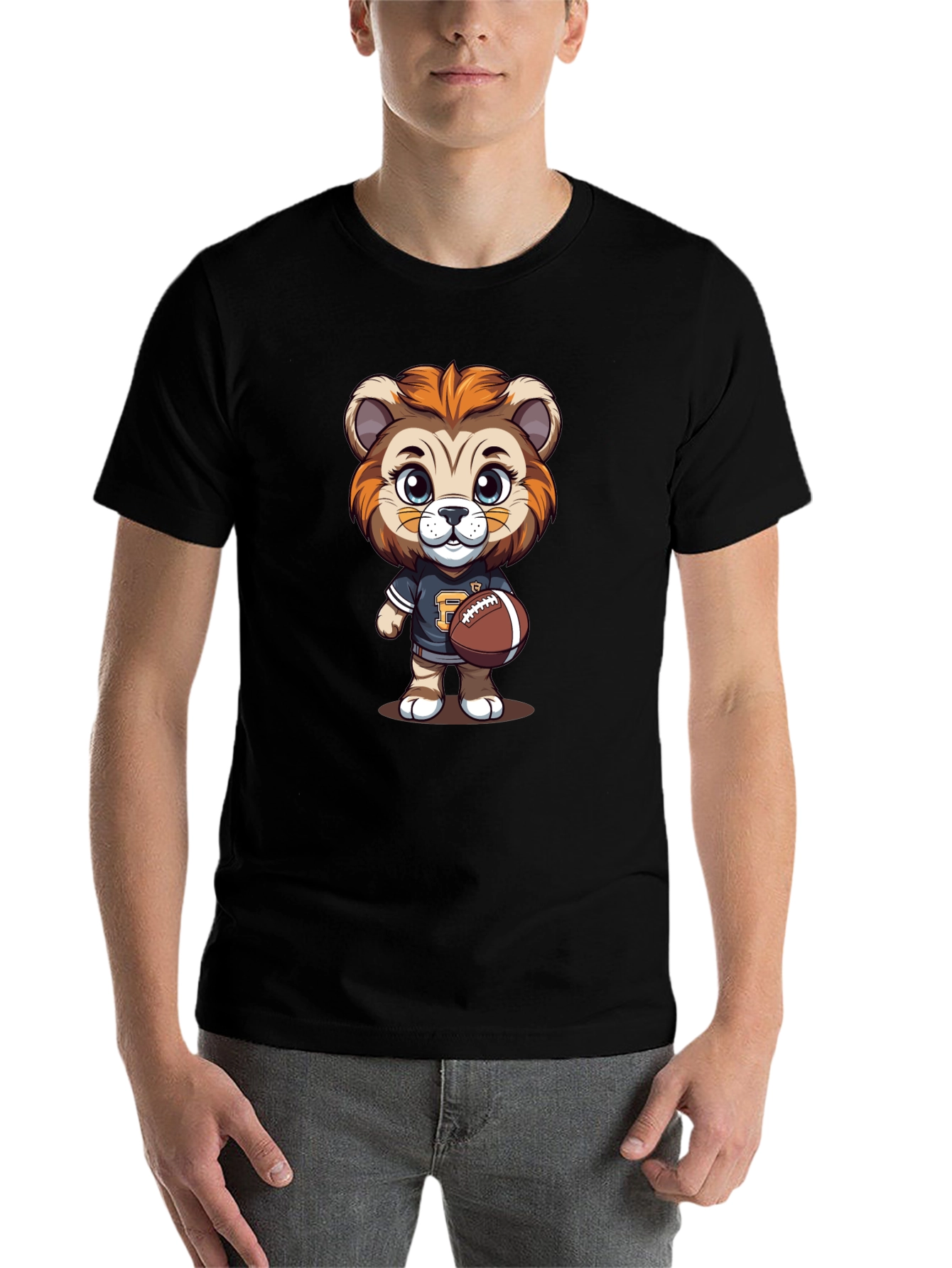 Cartoon Lion Football T-Shirt
