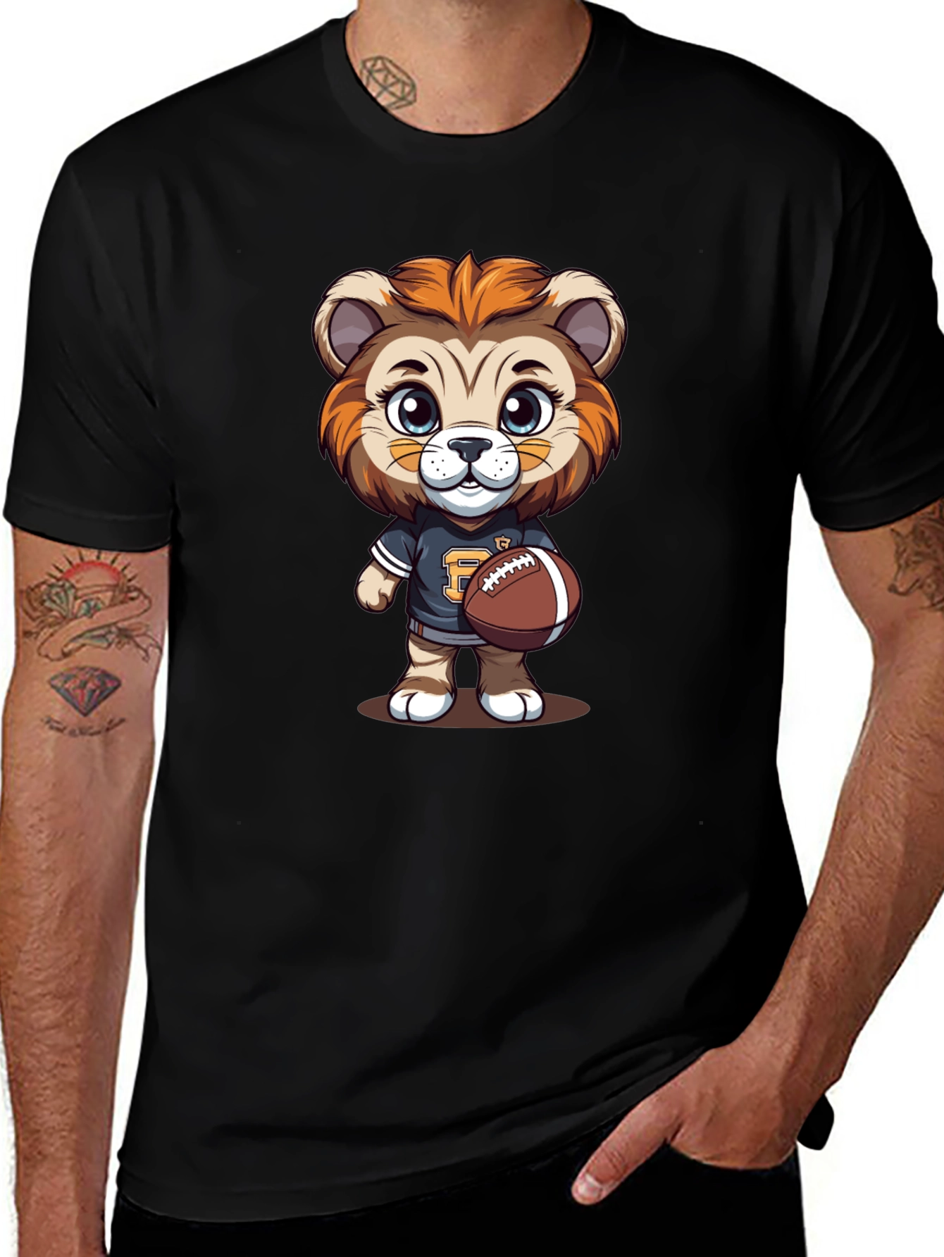 Cartoon Lion Football T-Shirt