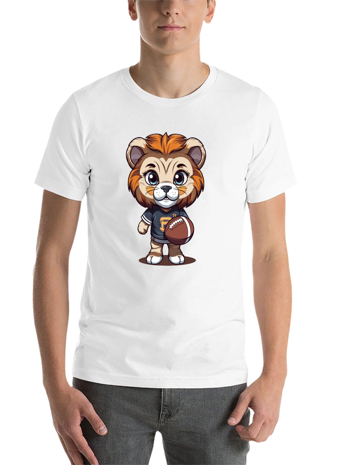 Cartoon Lion Football T-Shirt