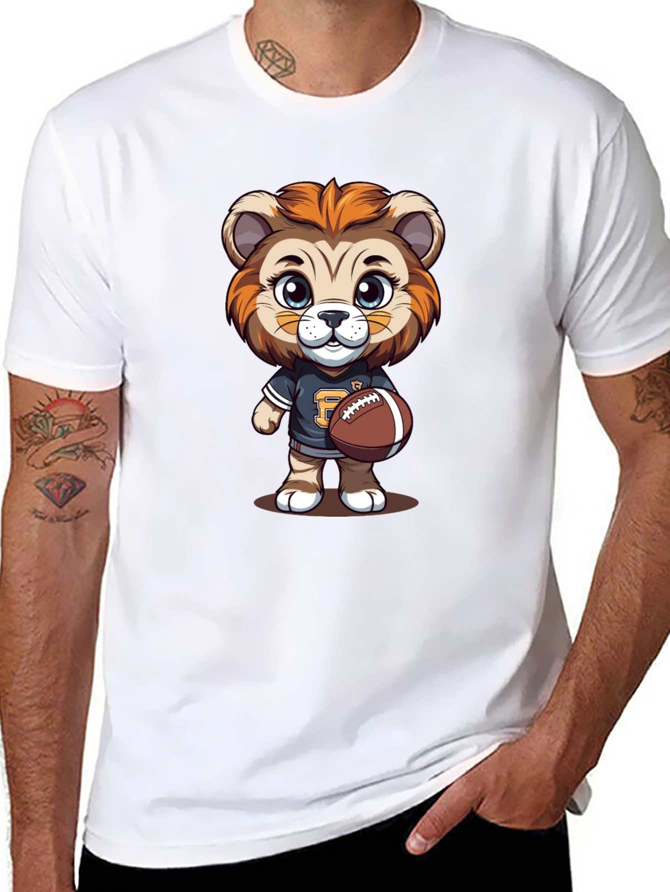Cartoon Lion Football T-Shirt