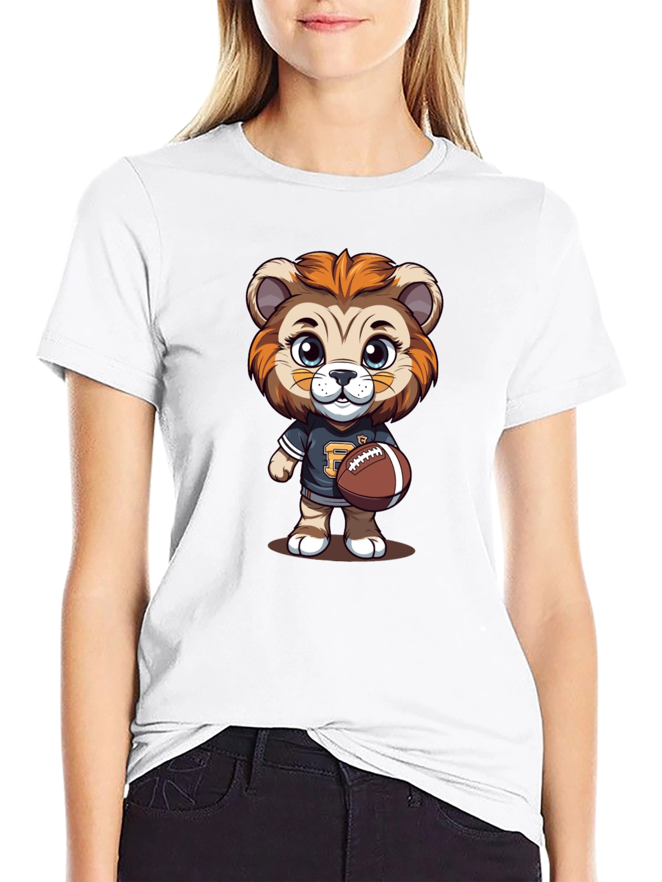 Cartoon Lion Football T-Shirt