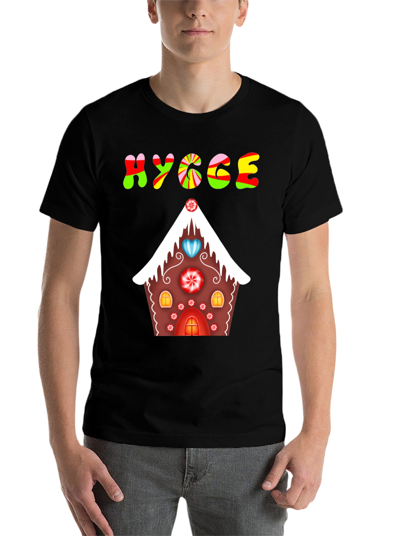 Hygge Gingerbread House Graphic Tee - Festive Comfort