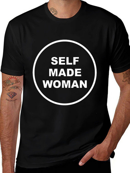 Self Made Woman Graphic Tee - Black Crew Neck T-Shirt