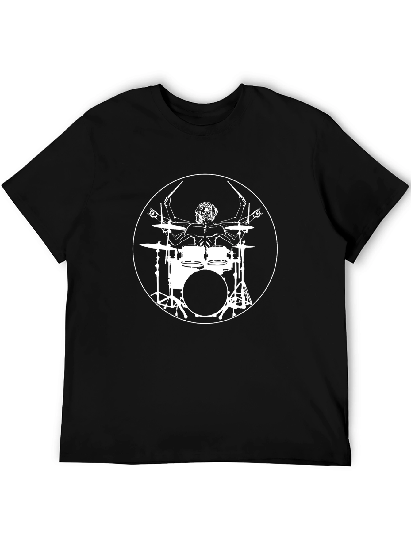 Drummer Vitruvian Man Black T-Shirt