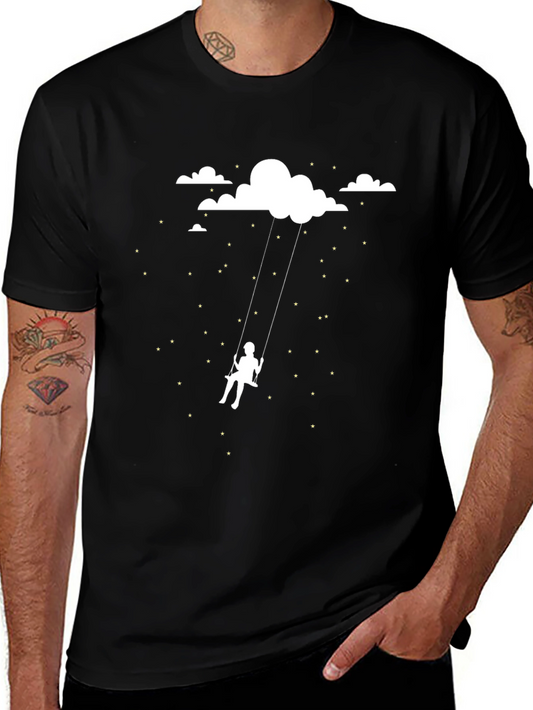 Dreamy Cloud Swing Graphic Tee - Black Cotton
