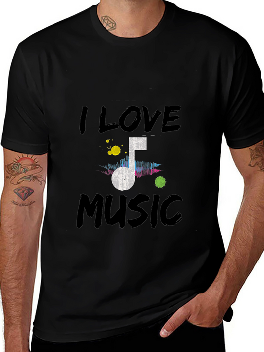 I Love Music Graphic Tee - Black
