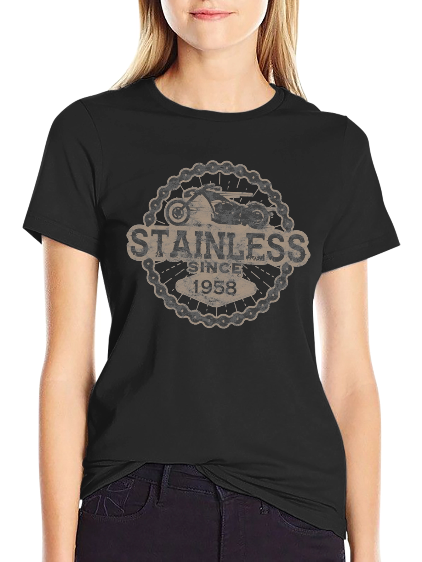 Stainless Since 1958 Motorcycle Graphic Black T-Shirt