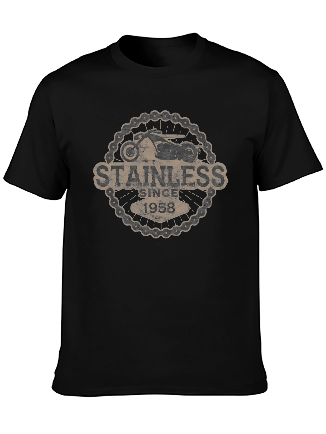 Stainless Since 1958 Motorcycle Graphic Black T-Shirt
