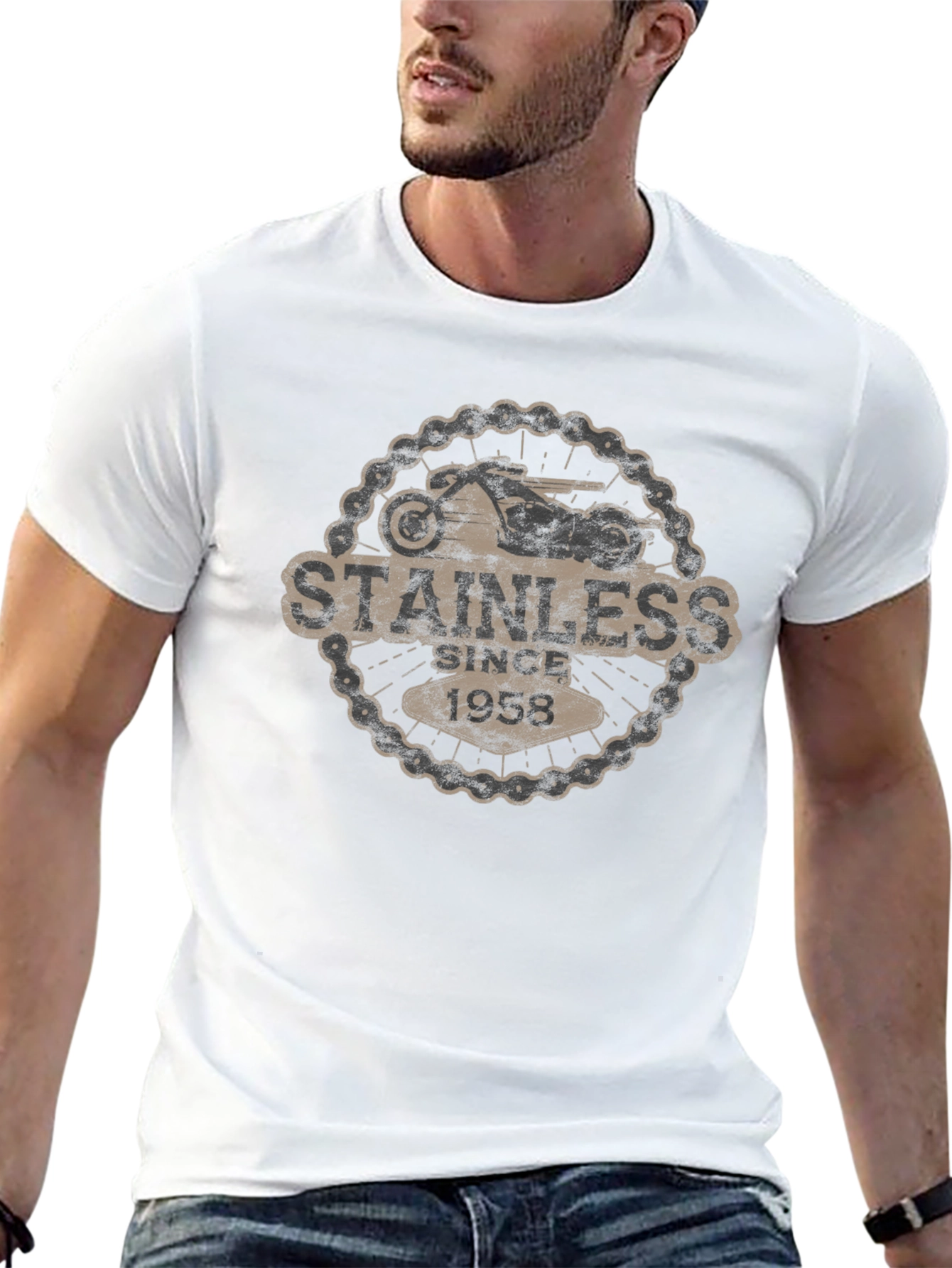 Stainless Since 1958 Motorcycle Graphic Black T-Shirt