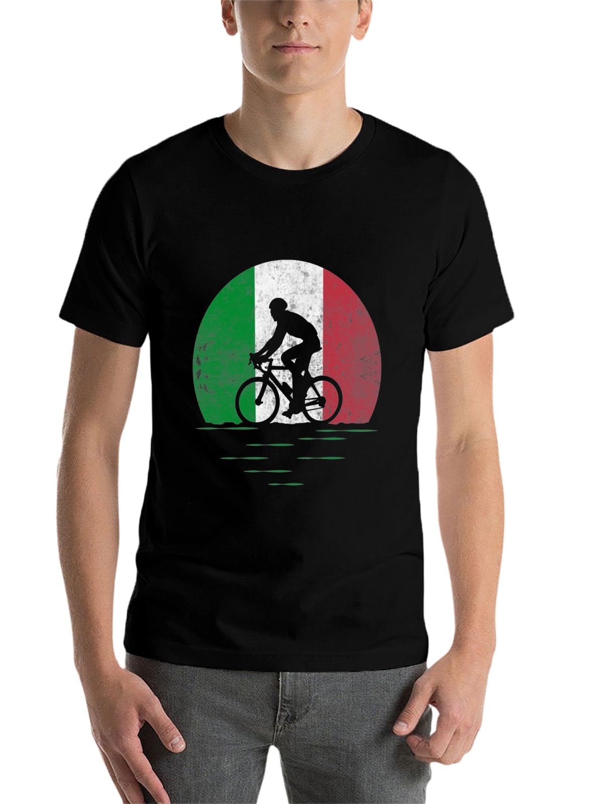 Italian Cycling T-Shirt: Italian Flag Bike Design