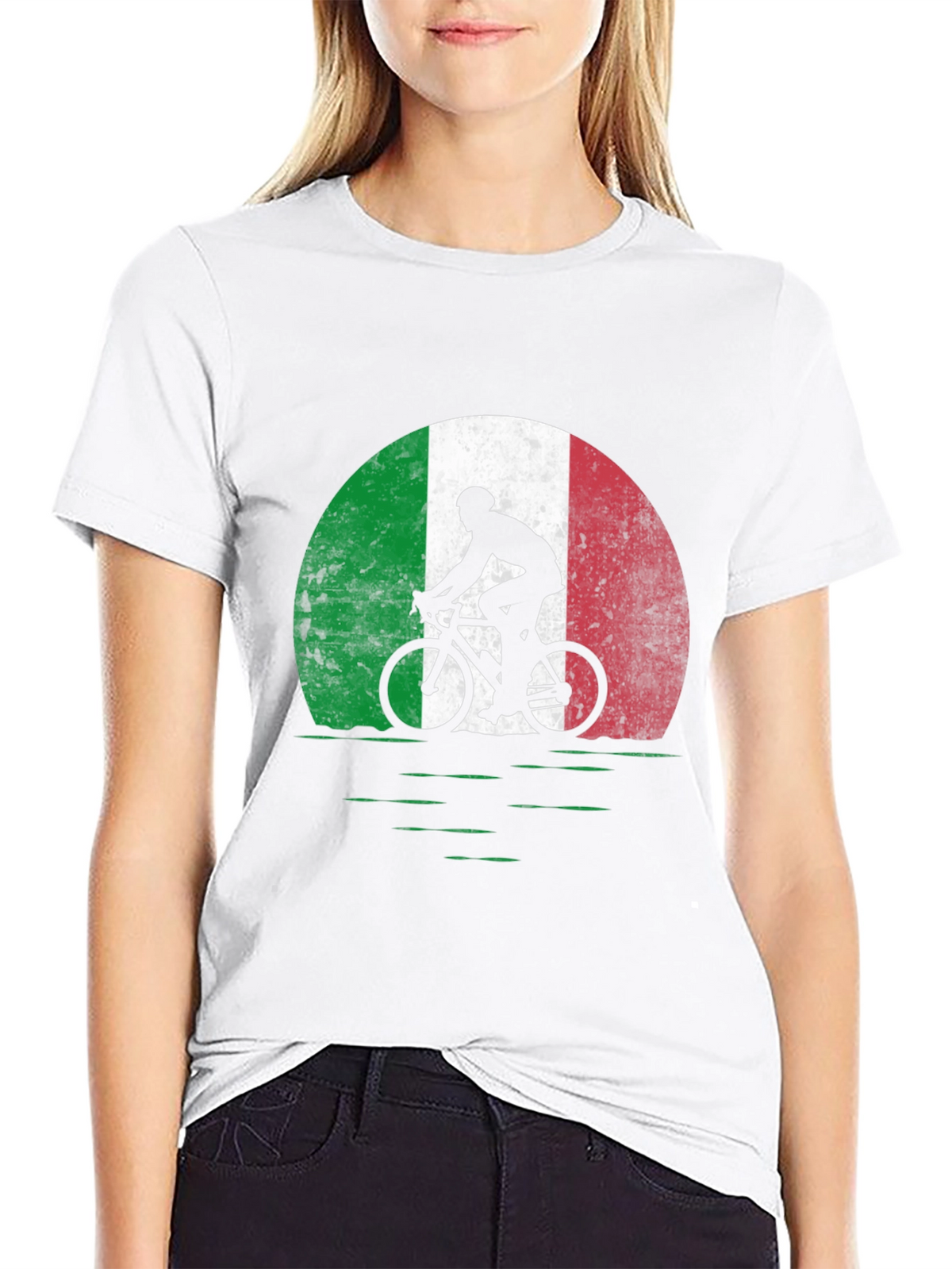 Italian Cycling T-Shirt: Italian Flag Bike Design