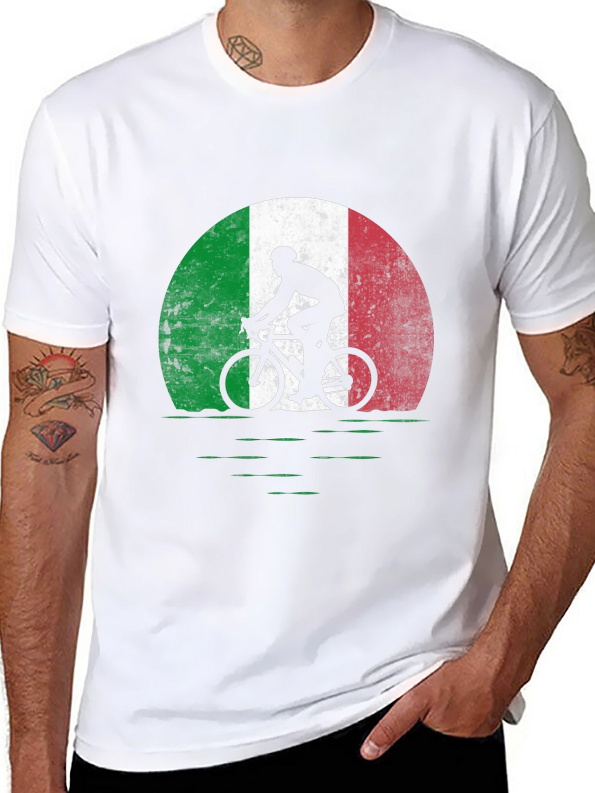 Italian Cycling T-Shirt: Italian Flag Bike Design