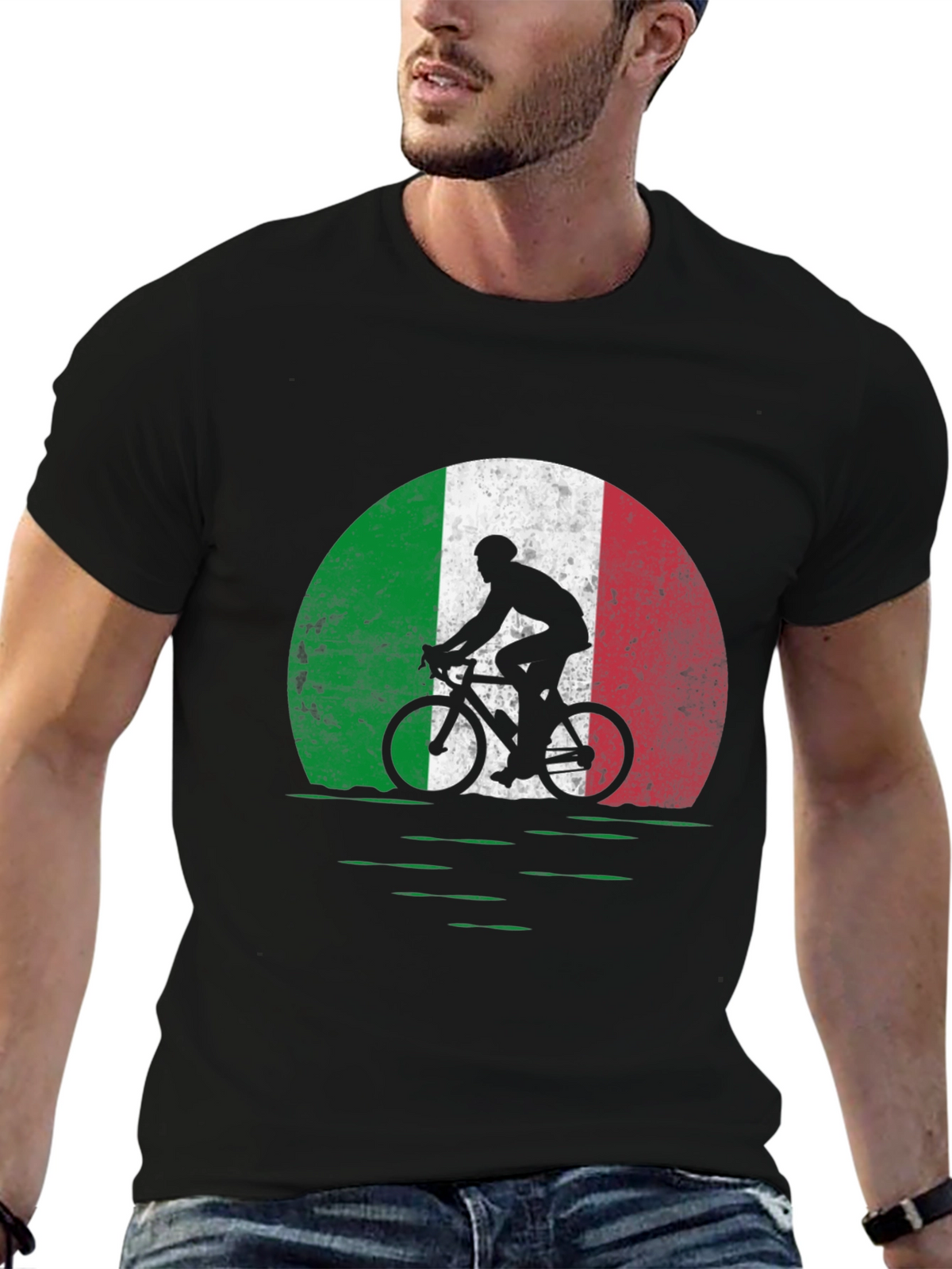 Italian Cycling T-Shirt: Italian Flag Bike Design