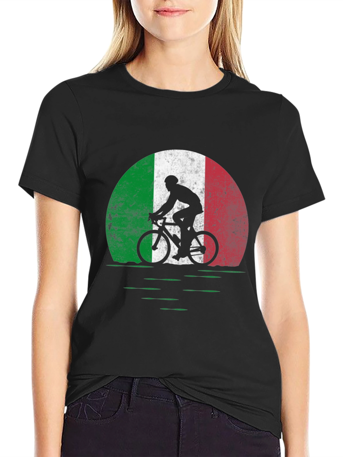 Italian Cycling T-Shirt: Italian Flag Bike Design