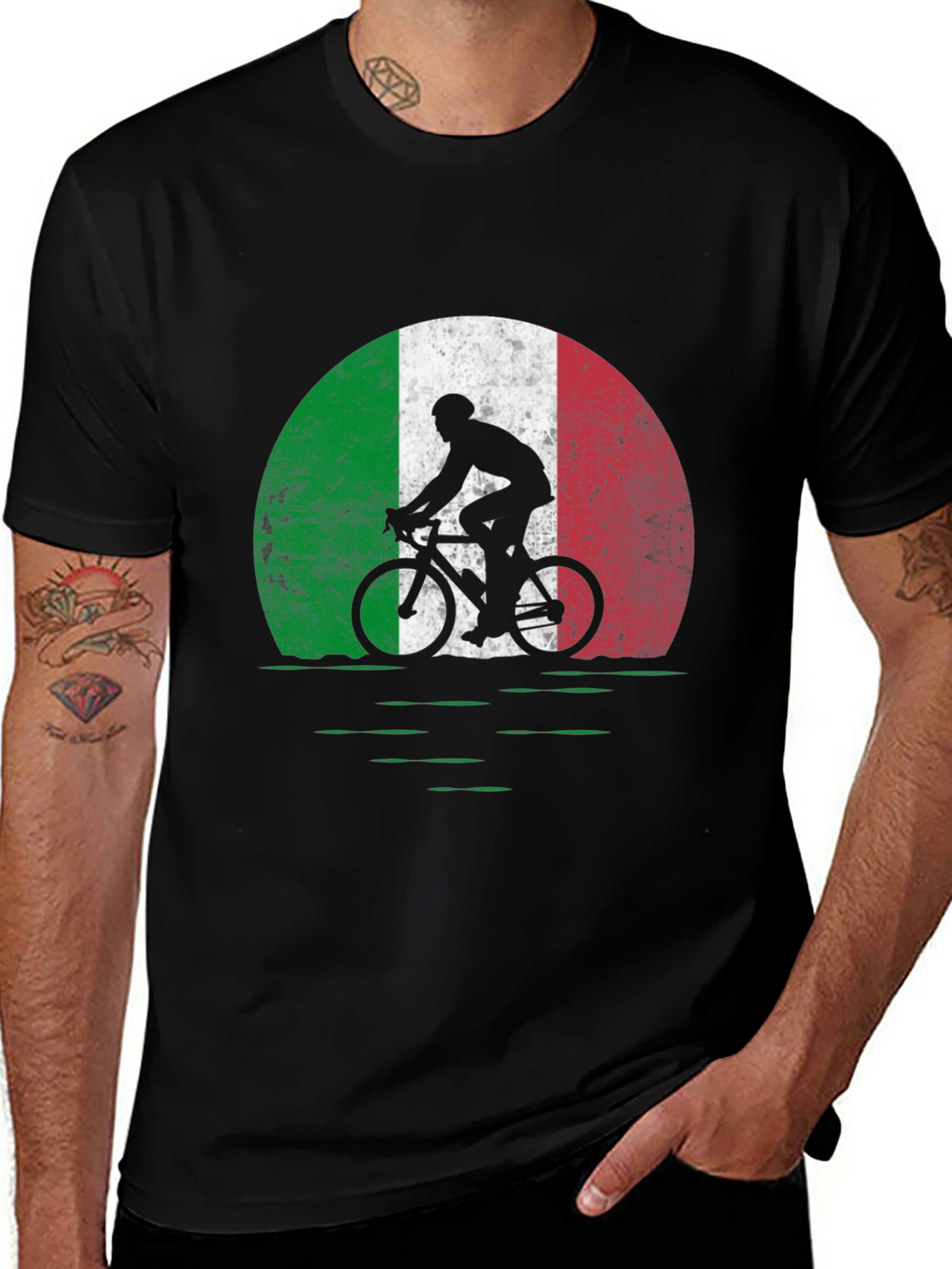 Italian Cycling T-Shirt: Italian Flag Bike Design