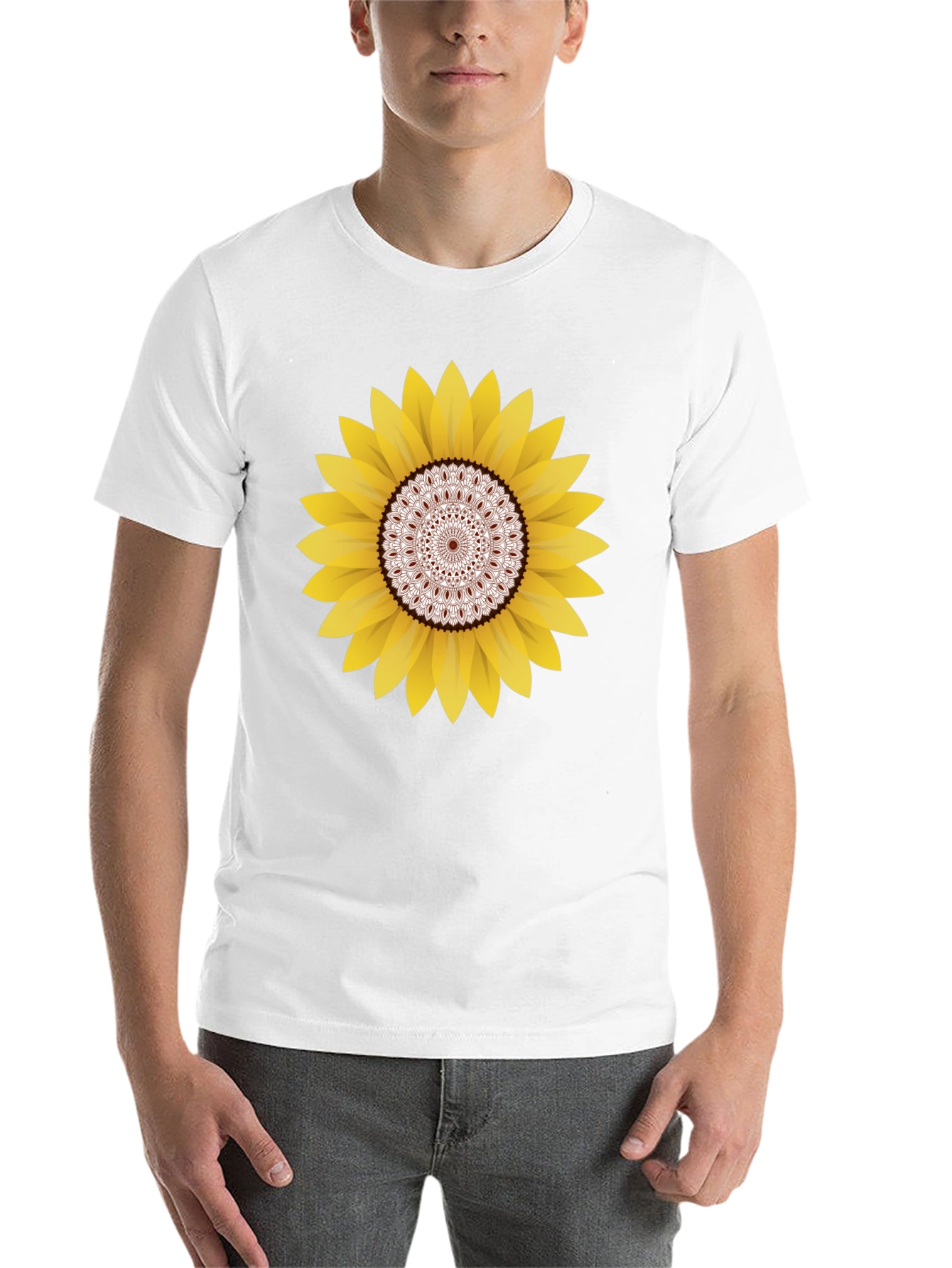 Sunflower Mandala Graphic Black T-Shirt