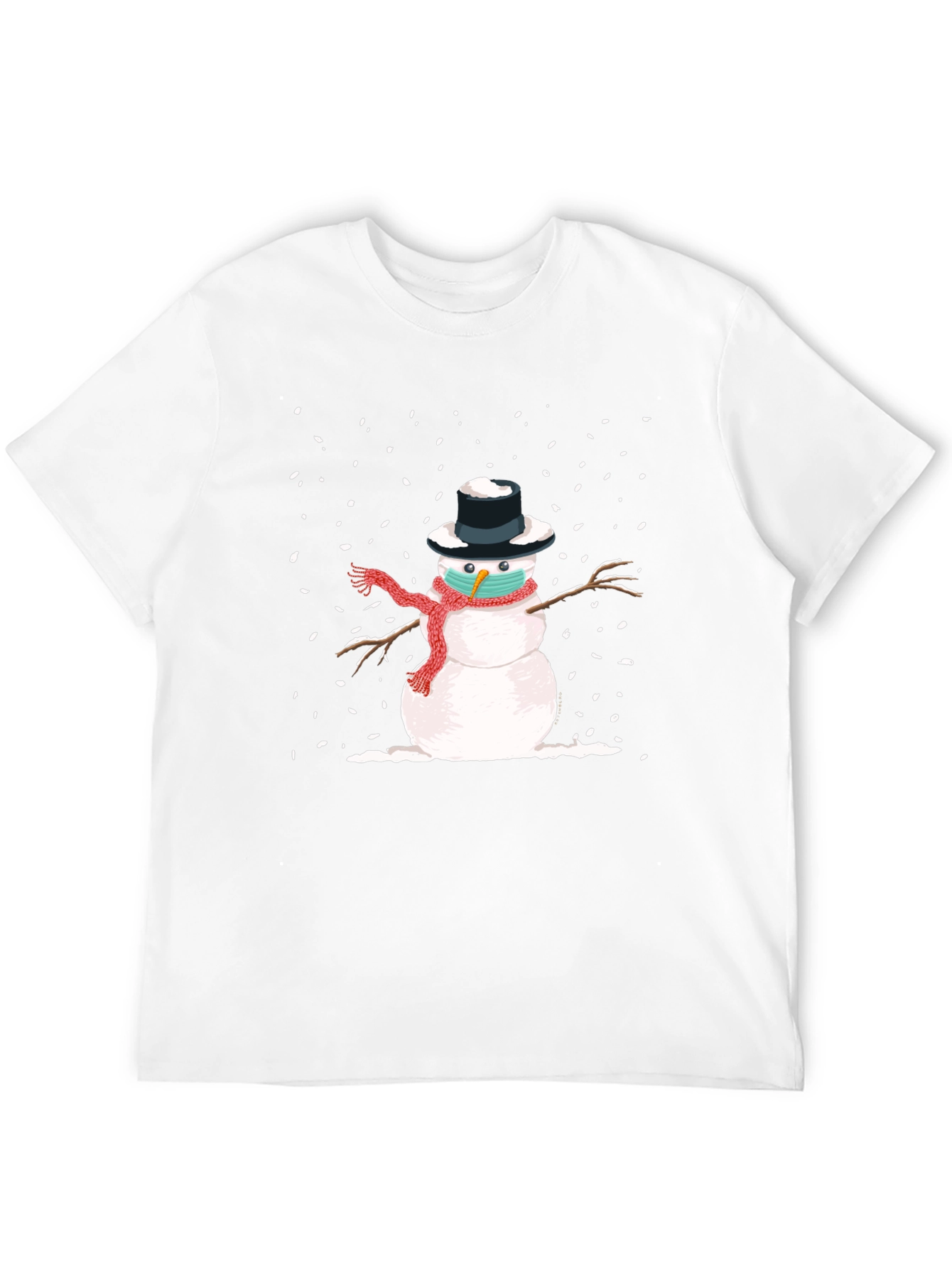 Snowman Mask Graphic Tee - Winter Holiday Novelty