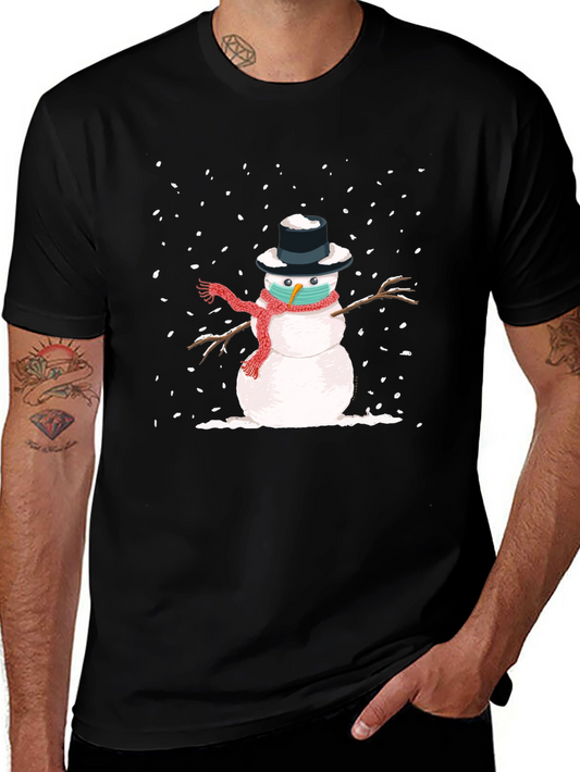 Snowman Mask Graphic Tee - Winter Holiday Novelty