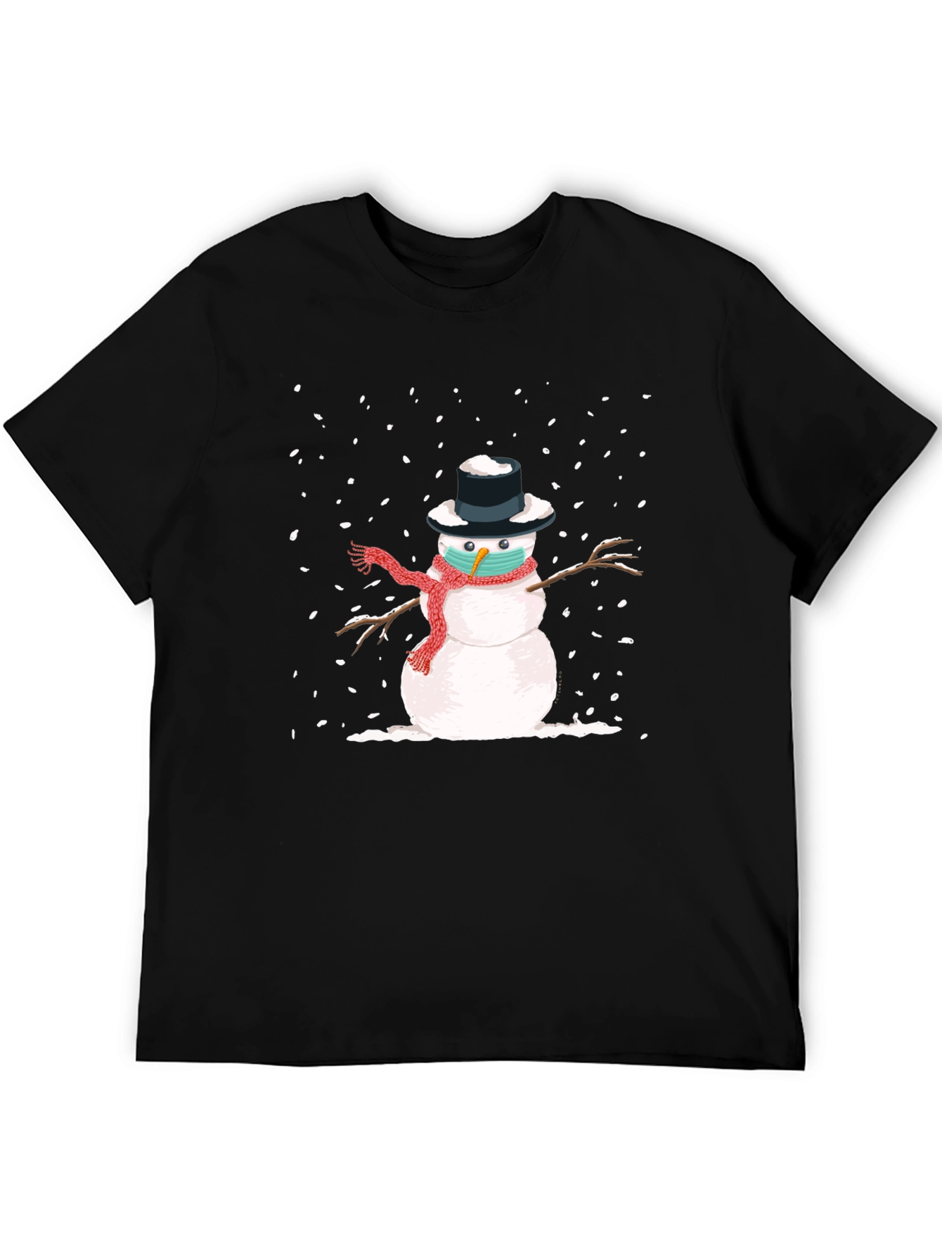Snowman Mask Graphic Tee - Winter Holiday Novelty