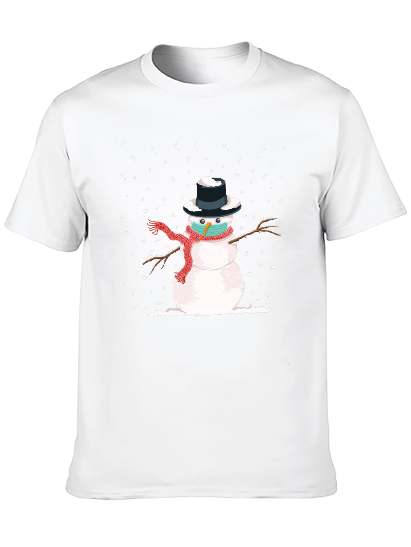 Snowman Mask Graphic Tee - Winter Holiday Novelty