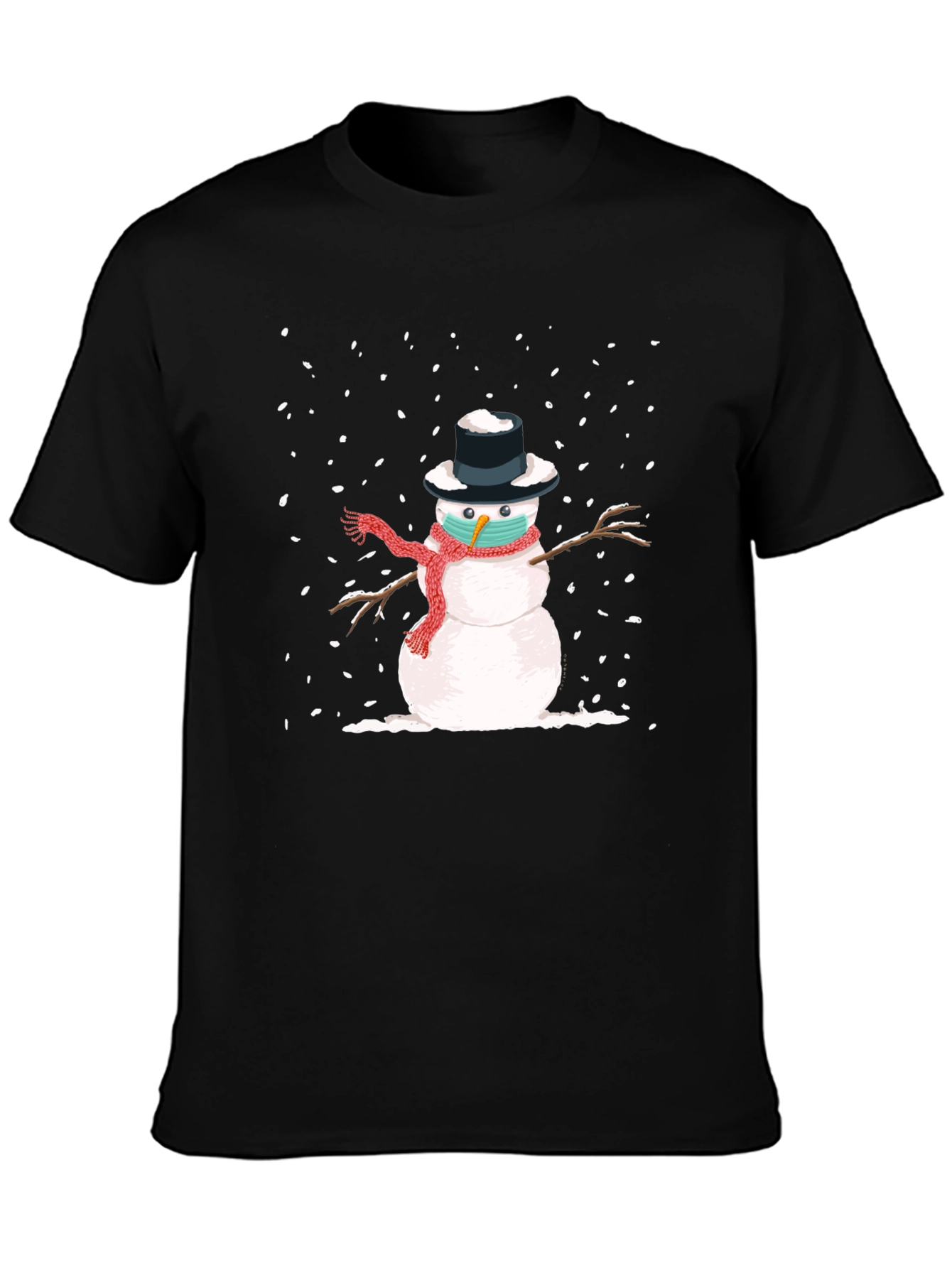 Snowman Mask Graphic Tee - Winter Holiday Novelty