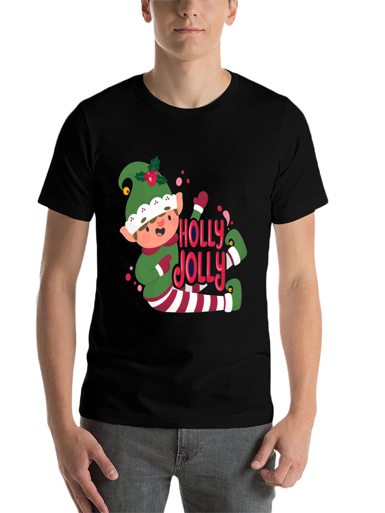 Festive Elf Holly Jolly Graphic Tee